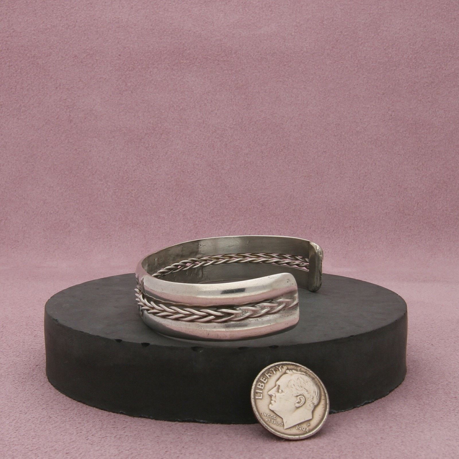 Native navajo sterling silver braided cuff bracelet size 7in Size ONE SIZE - 2 Thumbnail
