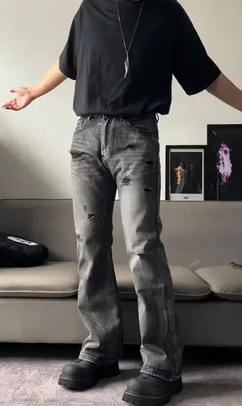 Designer × Japanese Brand × Vintage faded damaged ripped grunge flared pants Size US 32 / EU 48 - 3 Thumbnail