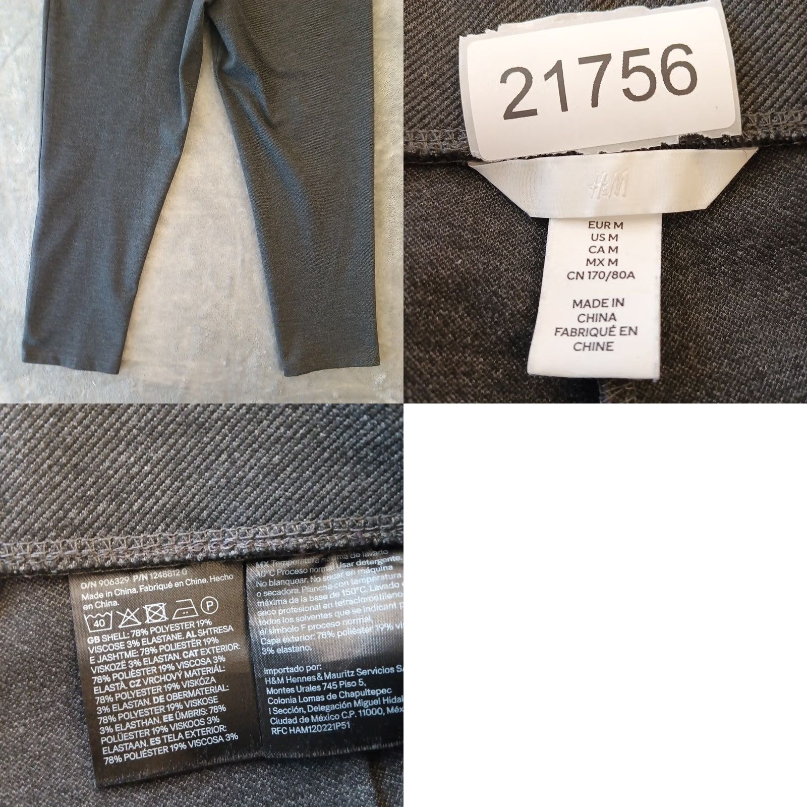 H&M H&M Legging Ankle Pants Womens Medium Gray Pull On Stretch High Rise 30x25 Knit Solid Regular Pants Women Wide 30in Inseam 25in Elevate Size 32" / US 10 / IT 46 - 8 Thumbnail