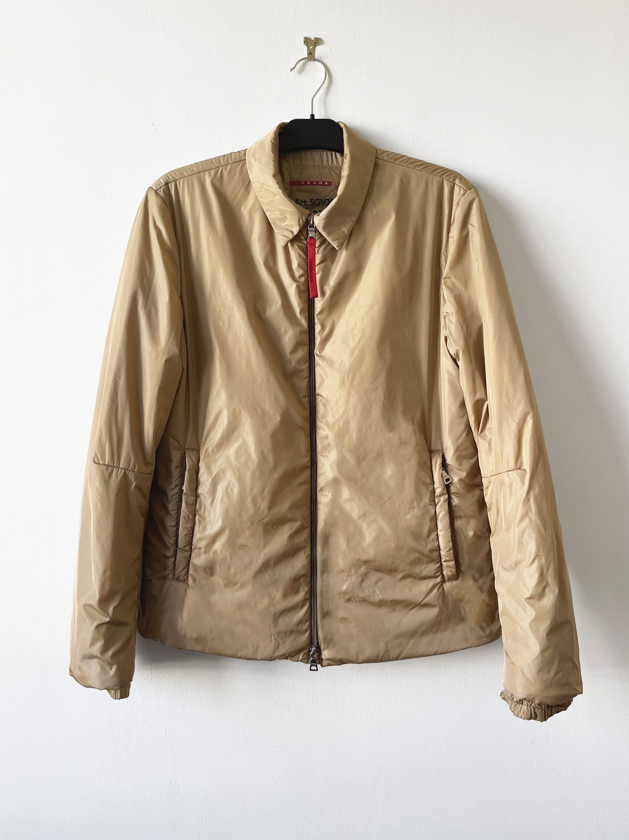 image of Prada Sgv292 Beige Padded Nylon Jacket, Men's (Size Small)