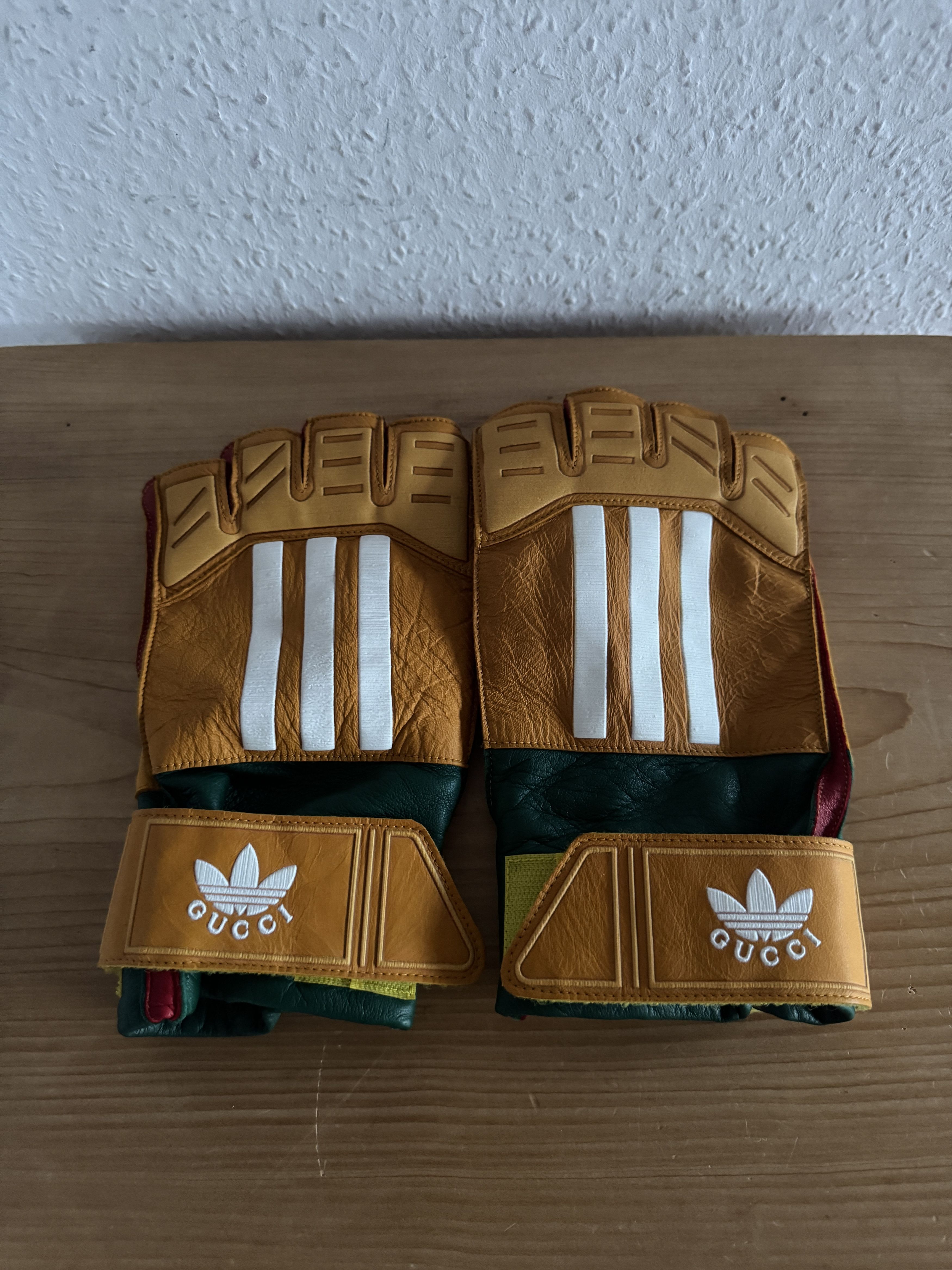 Adidas × Gucci Yellow Leather Gloves Size ONE SIZE - 2 Thumbnail