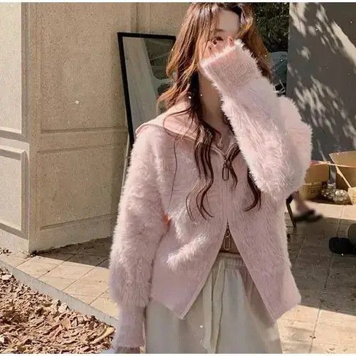 Japanese Brand Women's cute soft sweater with zipper Size M / US 6-8 / IT 42-44 - 3 Thumbnail