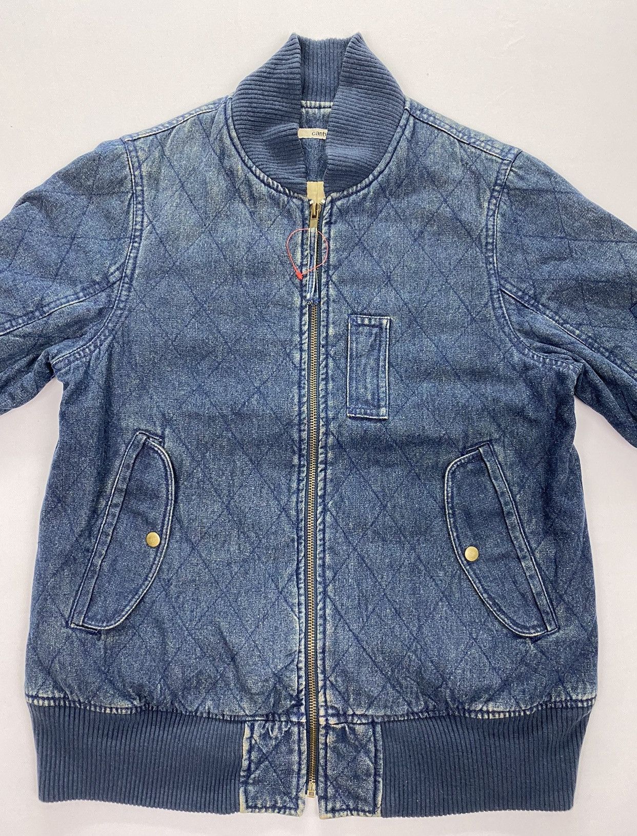 Japanese Brand Cantwo Diamond Quilted Denim Bomber Jacket Size US XXS / EU 40 - 3 Thumbnail
