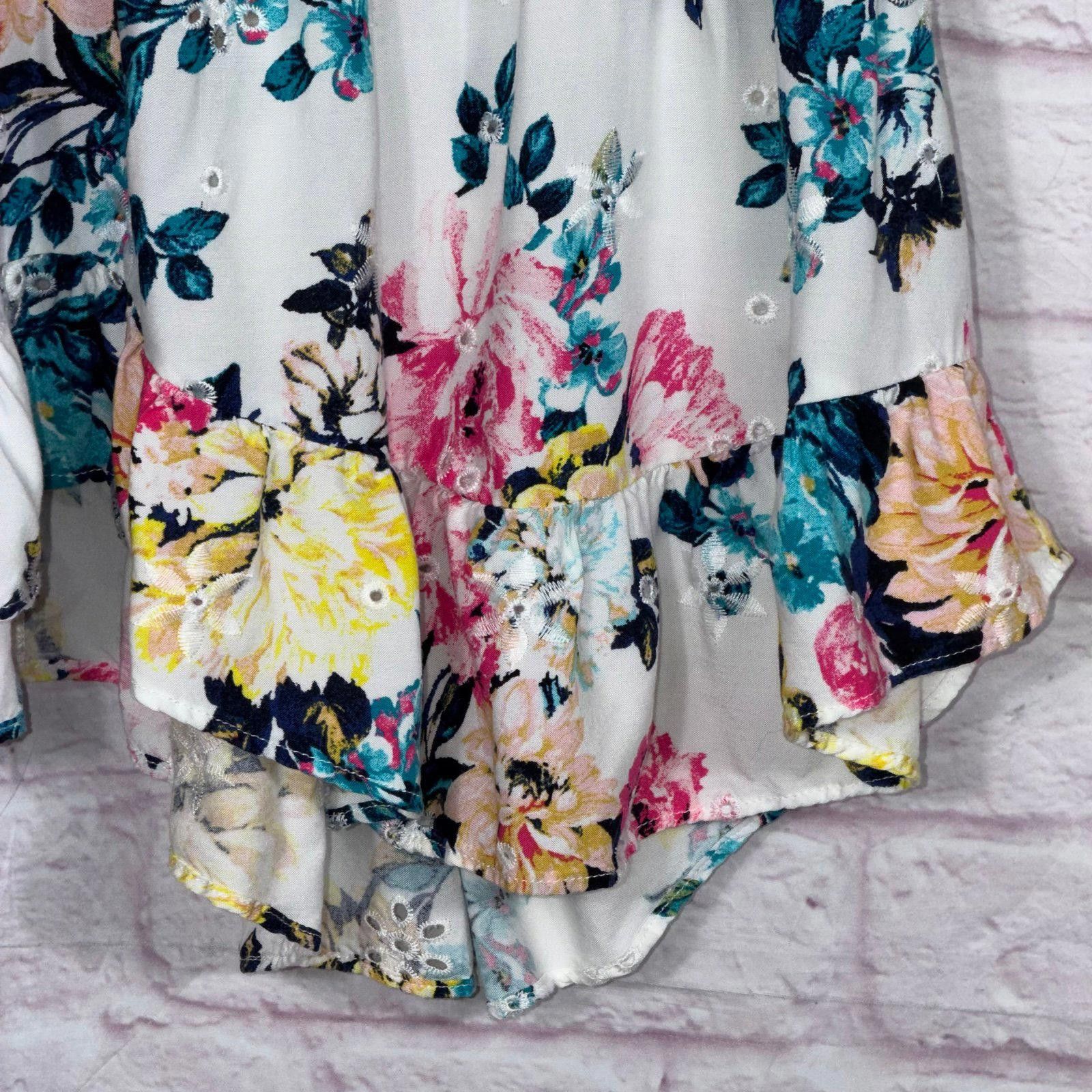 Other Torrid 4 Babydoll Eyelet Lace Detail Floral Print Top Size 4XL / US 24-26 - 7 Thumbnail