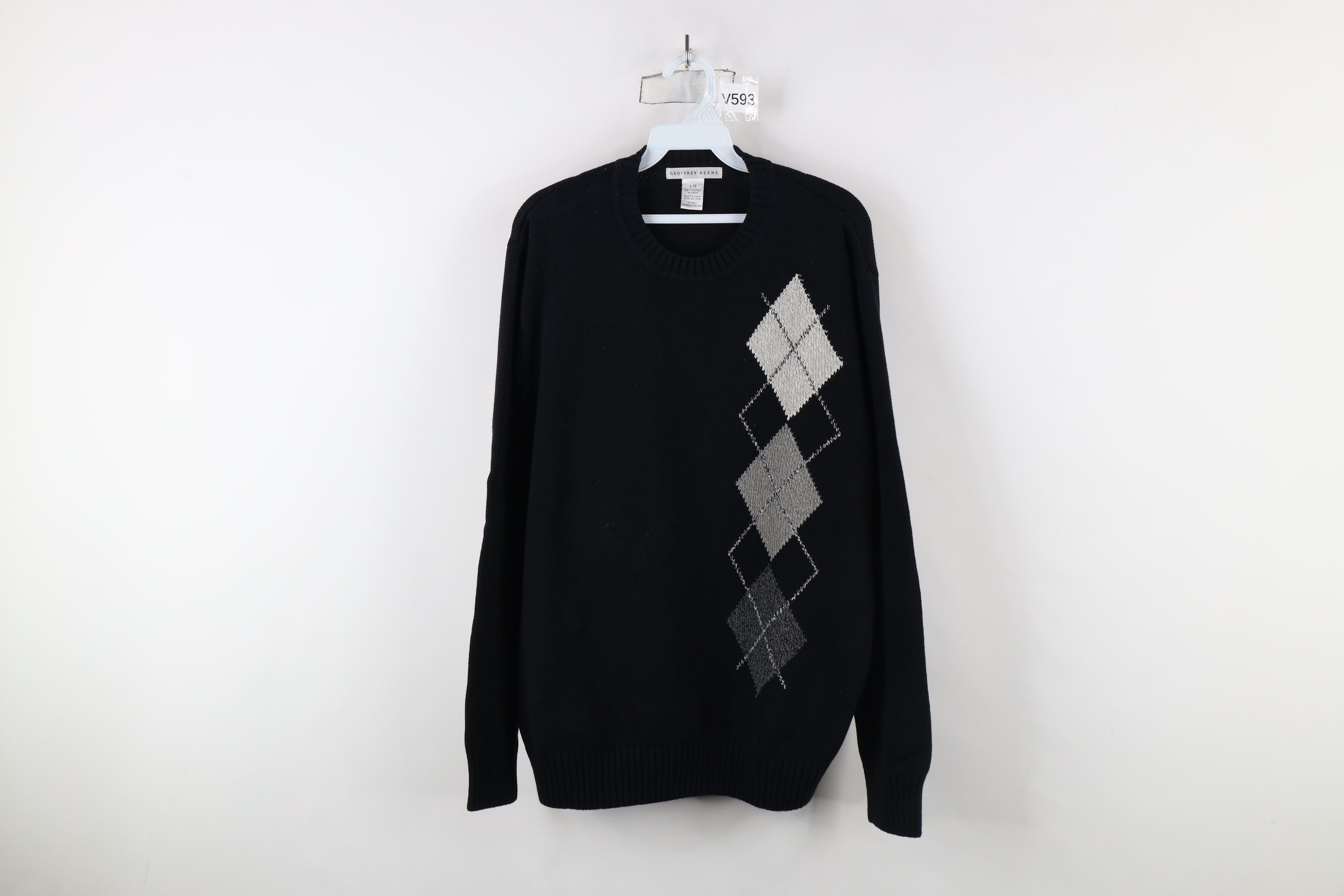 Vintage Vintage 90s Streetwear Cotton Argyle Diamond Knit Sweater Size US L / EU 52-54 / 3 - 1 Thumbnail