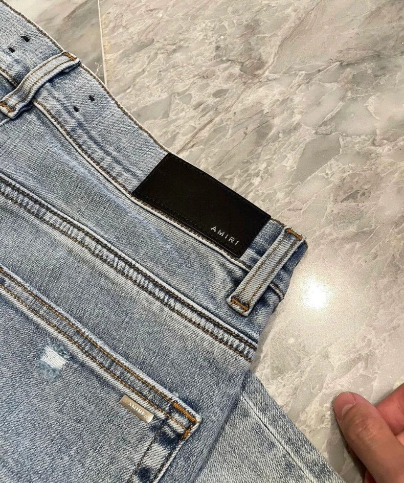 Amiri Amiri cashew flower art spliced blue denim pants Size US 30 / EU 46 - 4 Thumbnail