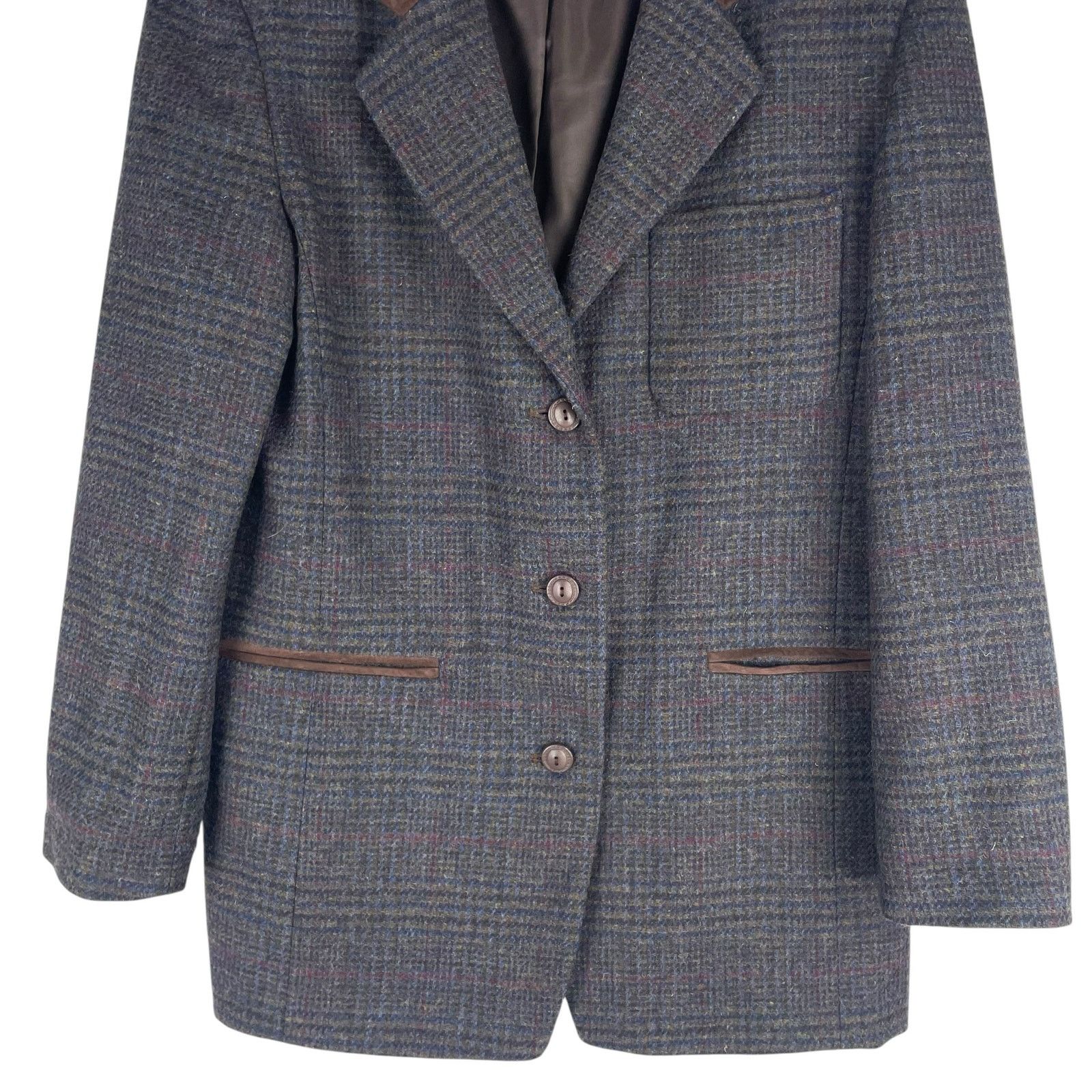 Express Express Suede Collar Wool Plaid Blazer Jacket Suede Size L Size L / US 10 / IT 46 - 5 Thumbnail