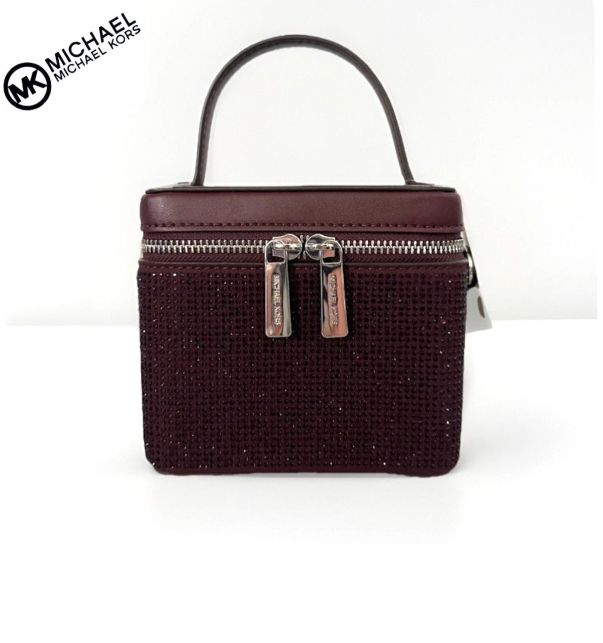 Michael Kors Sandrine Small Box Crossbody Bag With Cristal In Oxblood Size ONE SIZE - 1 Thumbnail