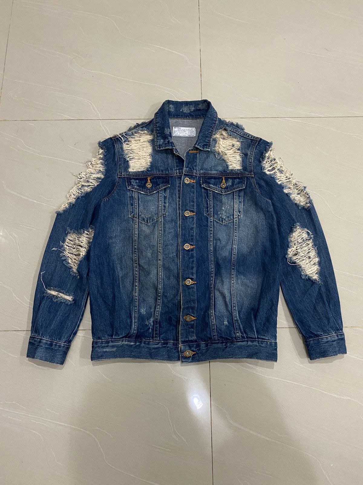 Japanese Brand Rare SLY Jeans Distressed Jacket Size US M / EU 48-50 / 2 - 1 Thumbnail