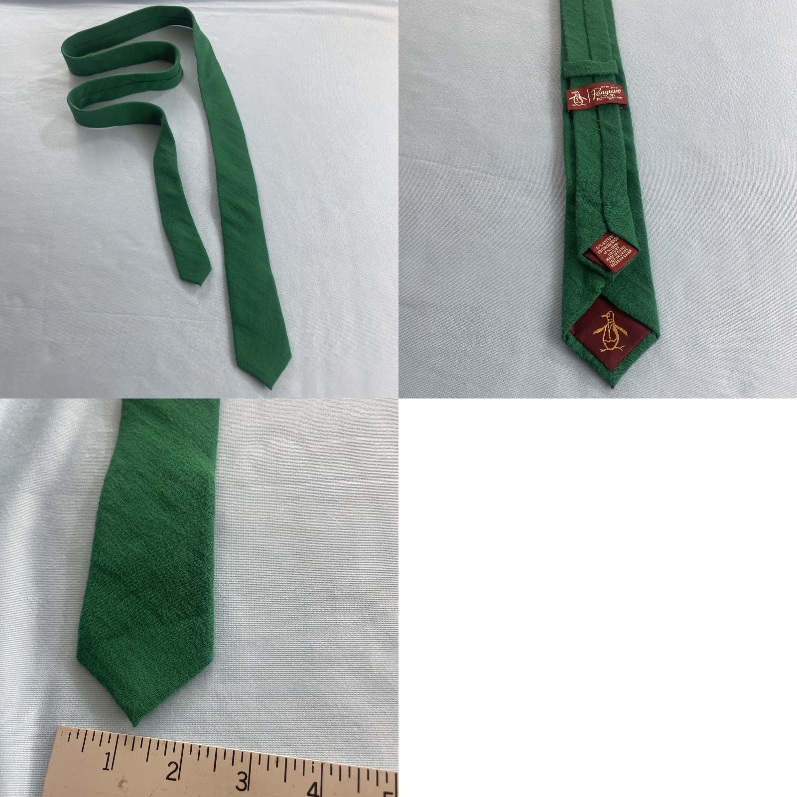Original Penguin VINTAGE Original Penguin Tie Green Linen Cotton Skinny Neck Tie 2.5" Classic 57"-60" Mens Size ONE SIZE - 10 Thumbnail