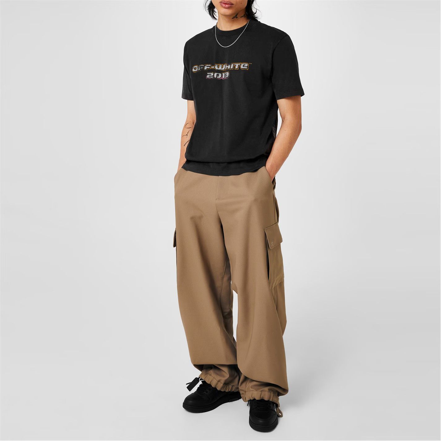 Off-White o1g2r1mq0226 Digit Slim Cotton Short Sleeve T-Shirt Black Size US XXS / EU 40 - 5 Thumbnail
