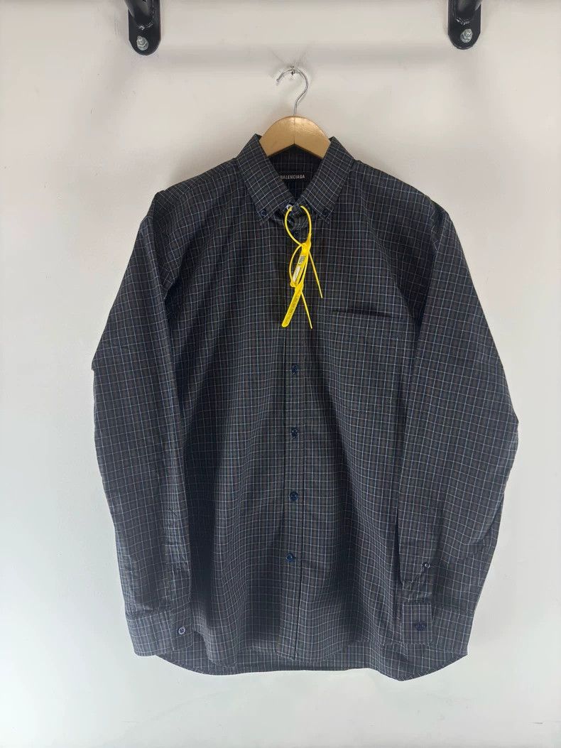 Balenciaga Balenciaga Logo Shirt with Plaid Pattern- DMC Size US L / EU 52-54 / 3 - 1 Thumbnail