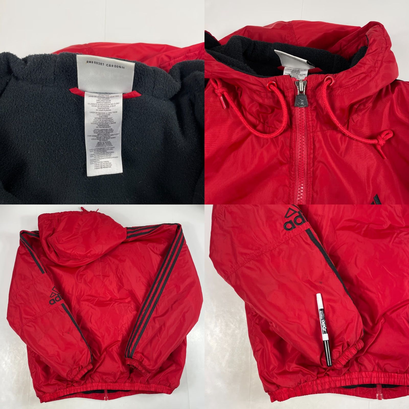 Adidas VINTAGE adidas Jacket Mens L Red Hooded Full Zip Fleece Outdoor Winter Hiking Ski Fashion Size US L / EU 52-54 / 3 - 8 Thumbnail