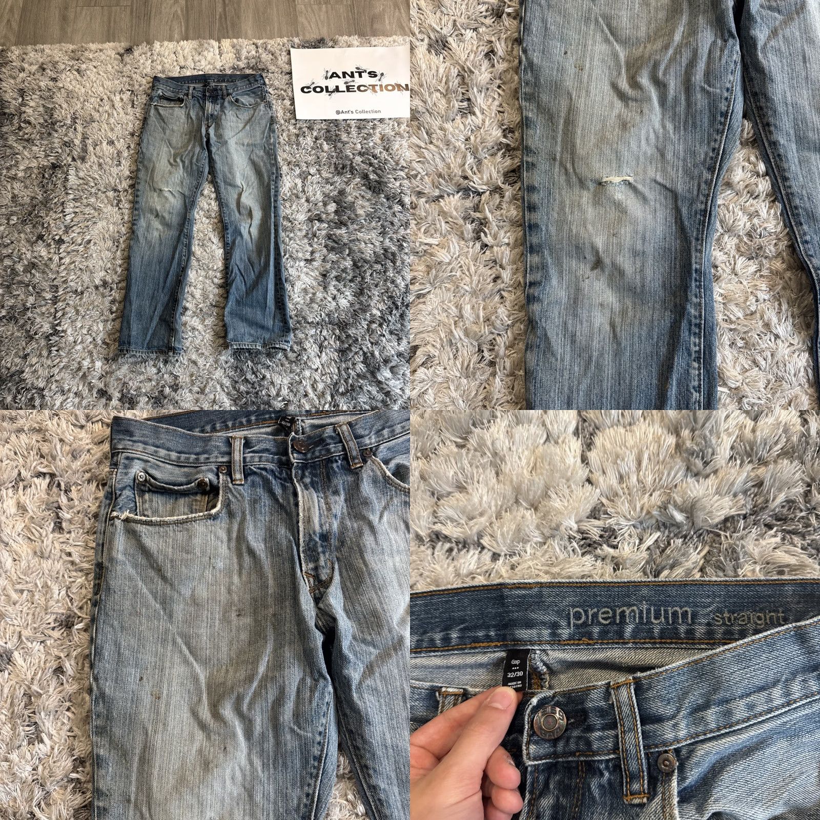 Gap VINTAGE Gap Jeans Straight Denim 32x29 Men Blue 00’s Y2K Thrashed Distressed HTF Mens Size US 32 / EU 48 - 8 Thumbnail