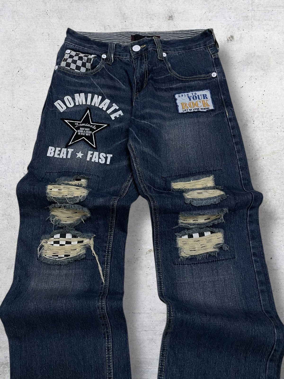 Hysteric Glamour VINTAGE DOMINATE CRAFTED OG DESIGNER JAPAN RIPPED PATCHWORK Size US 31 - 4 Thumbnail