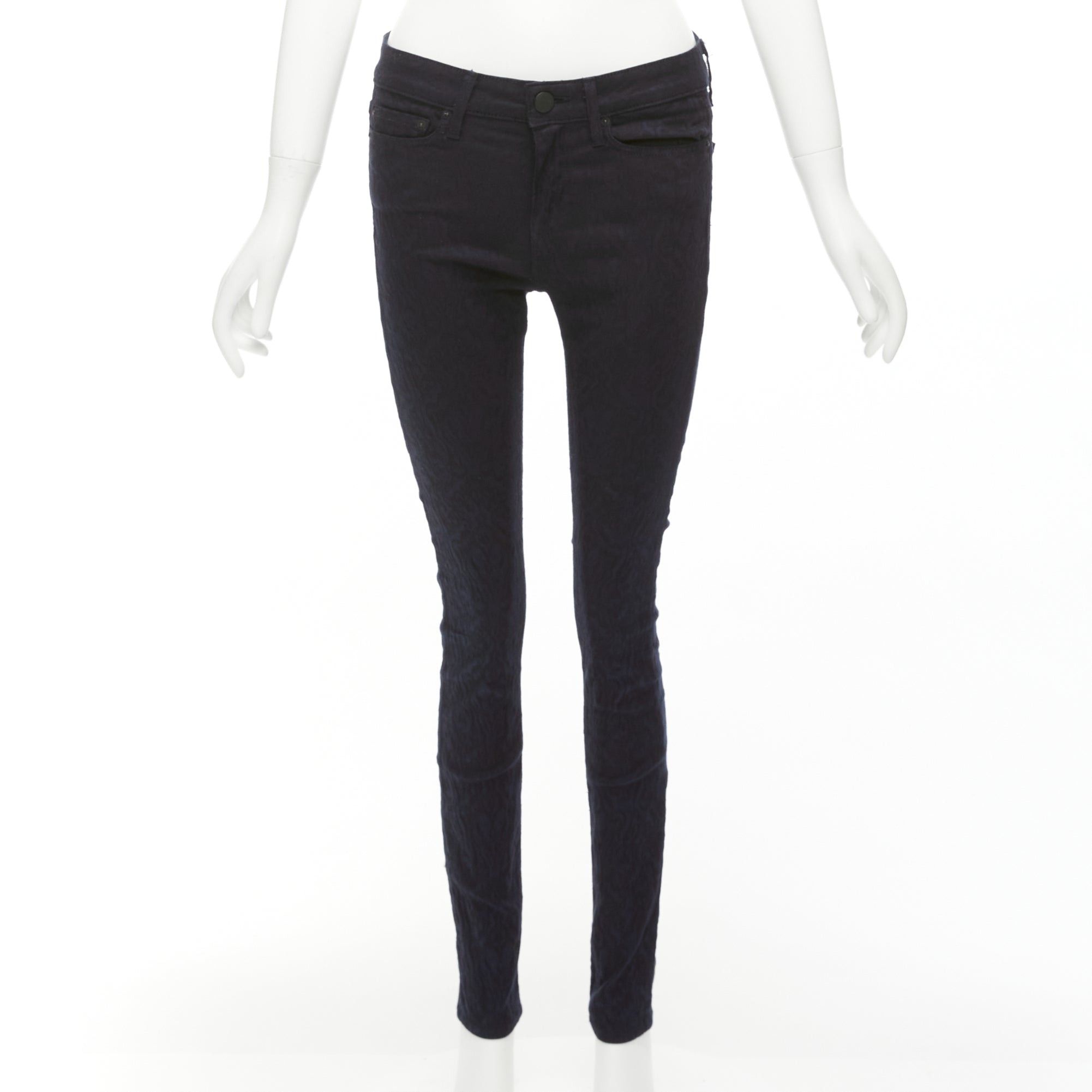 Vince VINCE navy crinkle jacquard jersey mid waist skinny jeans pants 27" Size 26" / US 2 / IT 38 - 1 Thumbnail