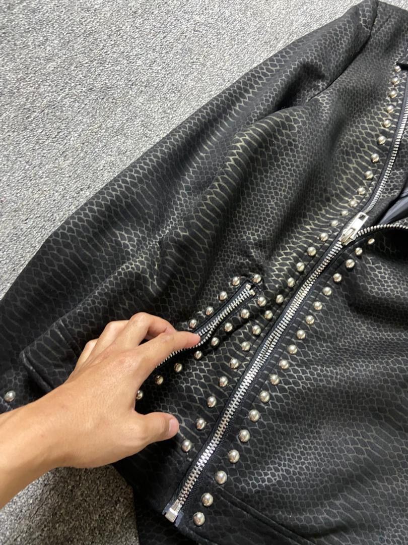 Japanese Brand Meysikim Snakeskin Faux Suede Biker Jacket (182) Size L / US 10 / IT 46 - 7 Thumbnail