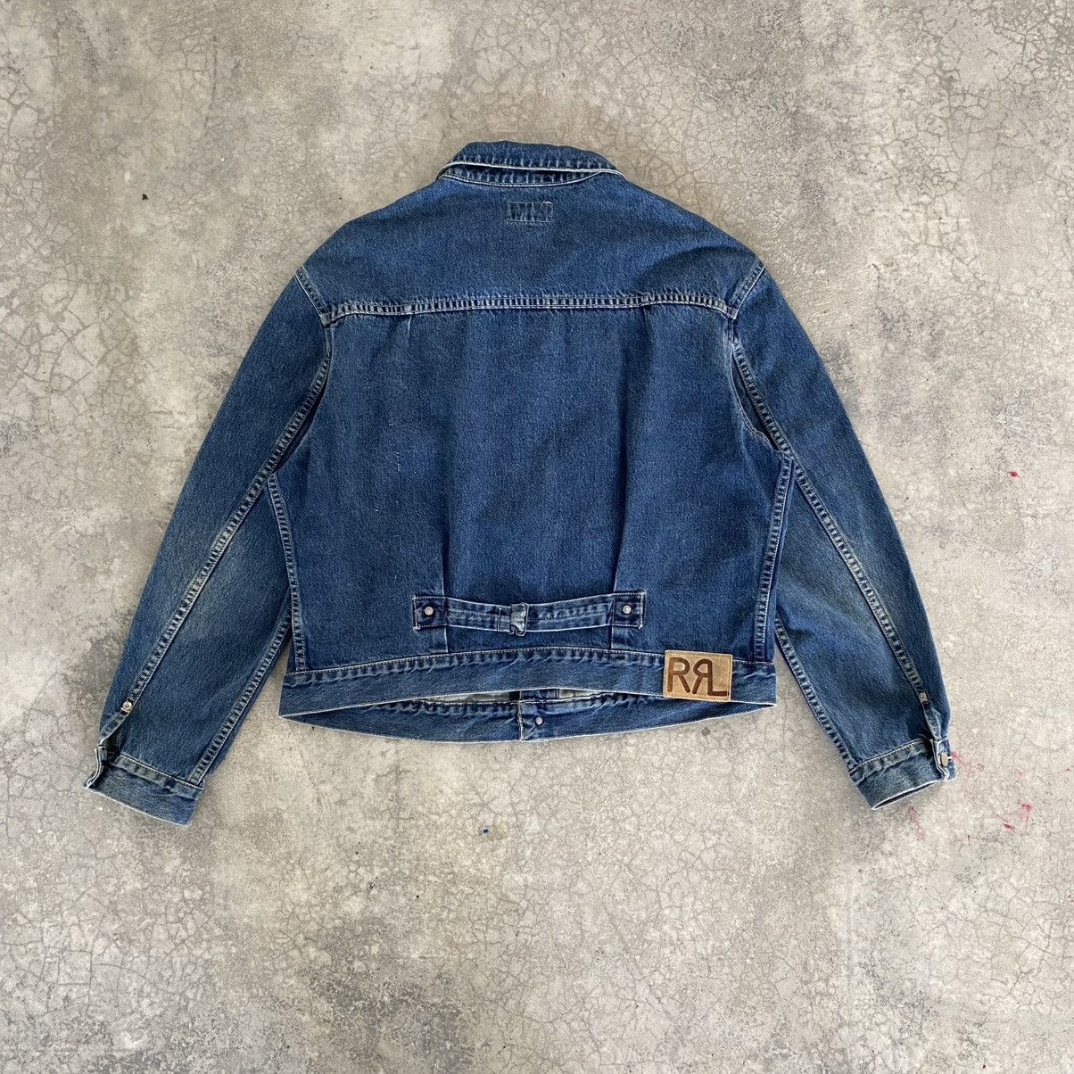 RRL Ralph Lauren VTG 90’s RRL Ralph Lauren Buckle Back Pleated Denim Jacket Size US XL / EU 56 / 4 - 10 Thumbnail