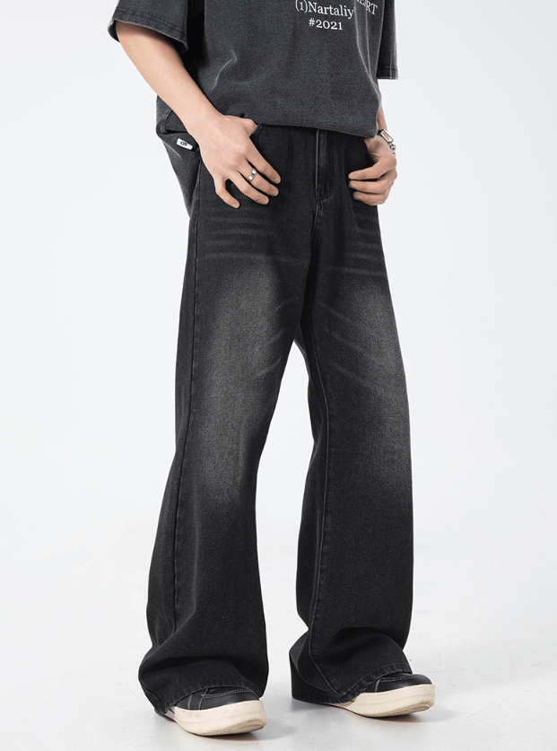 Jean Men's loose high street vintage washed flared jeans Size US 32 / EU 48 - 2 Thumbnail