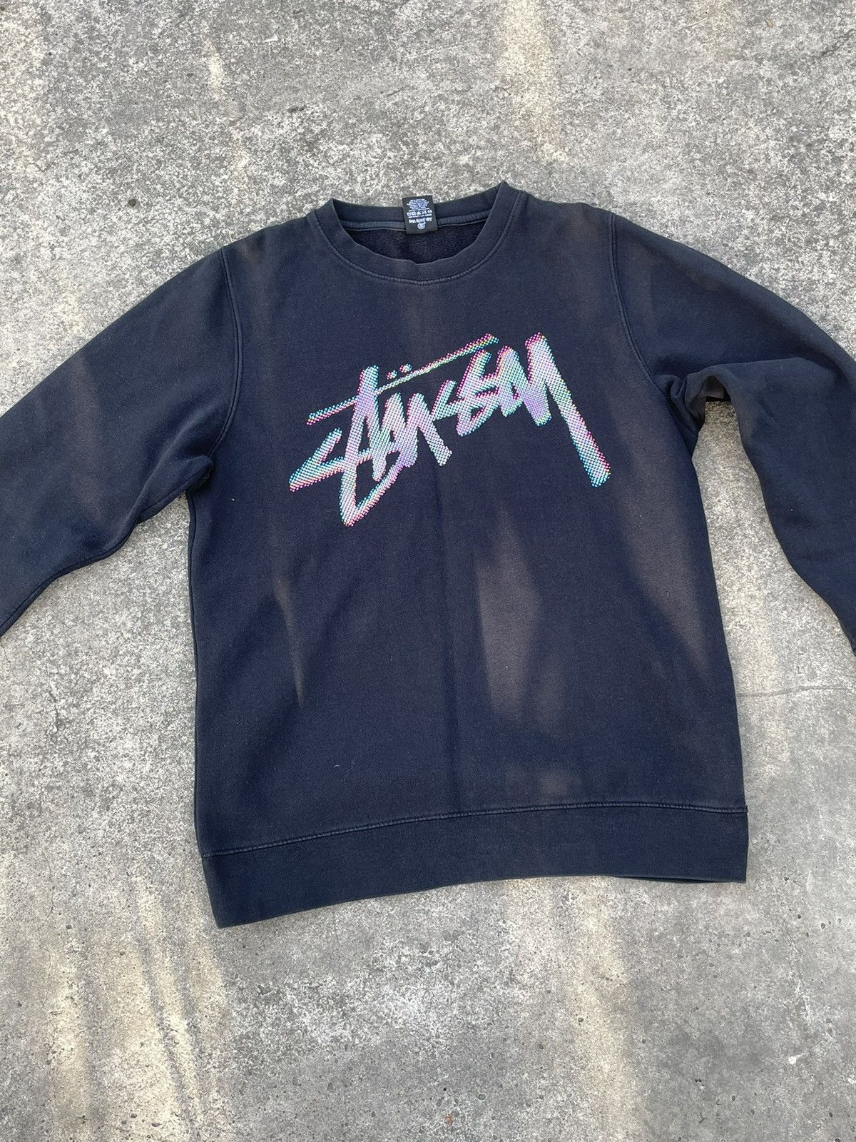 image of Made In USA x Stussy Vintage Stussy Big Logo Sweatshirt Hoodie in Black, Men's (Size Large)