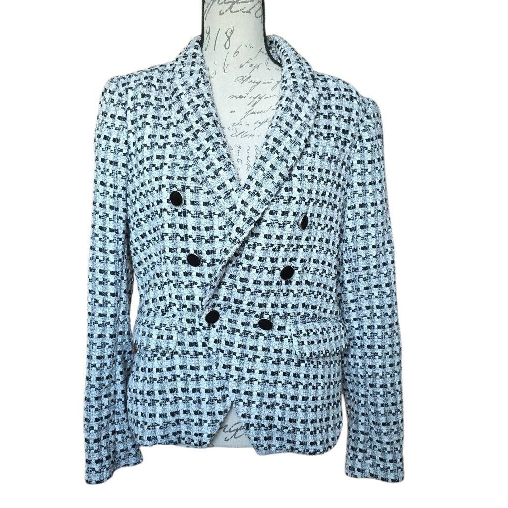 Rachel Zoe Rachel Zoe Women's Size Large White Black Tweed Blazer Jacke Size L / US 10 / IT 46 - 1 Thumbnail