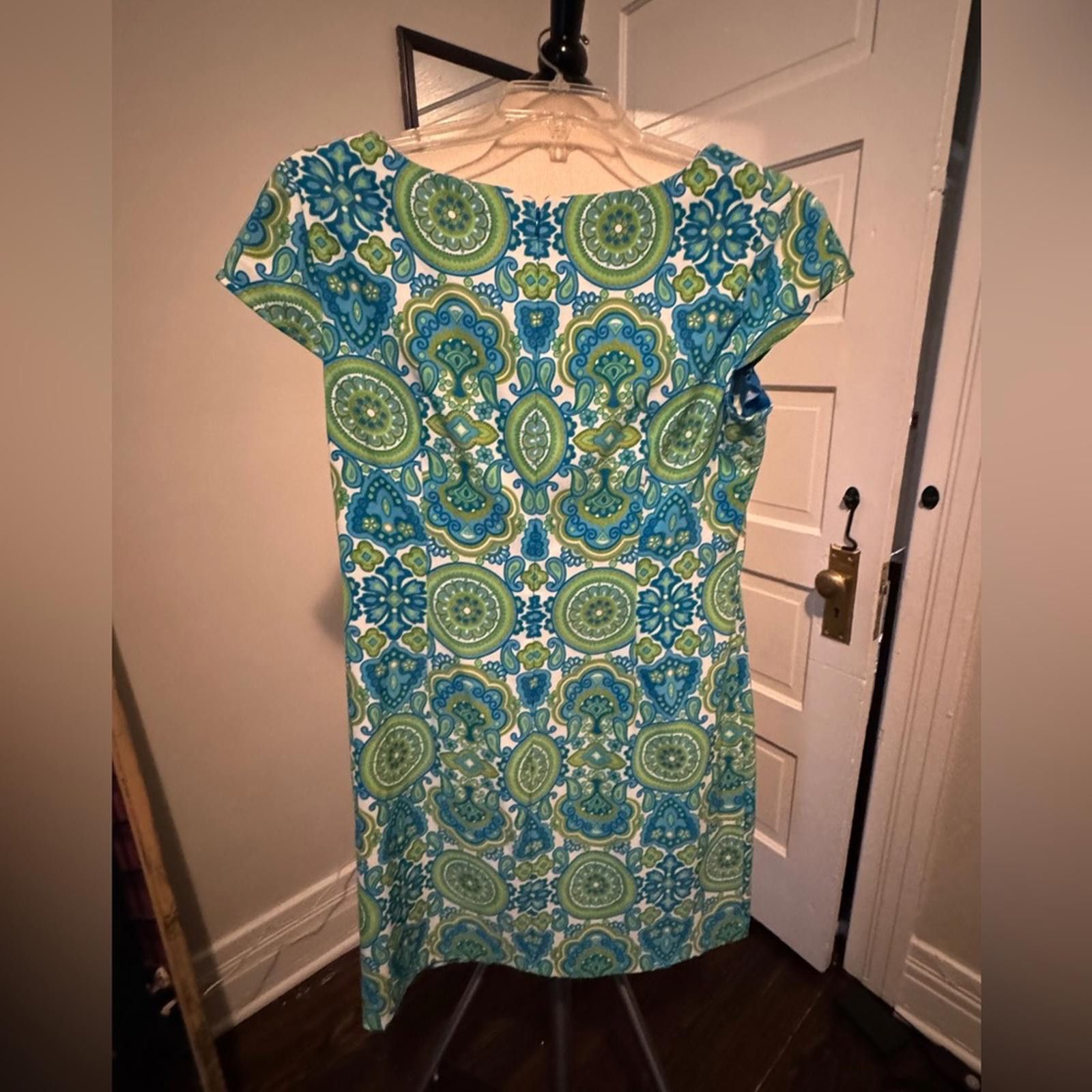 Designer London Times Stylish Blue Green Pattern Dress Size XL / US 12-14 / IT 48-50 - 2 Thumbnail