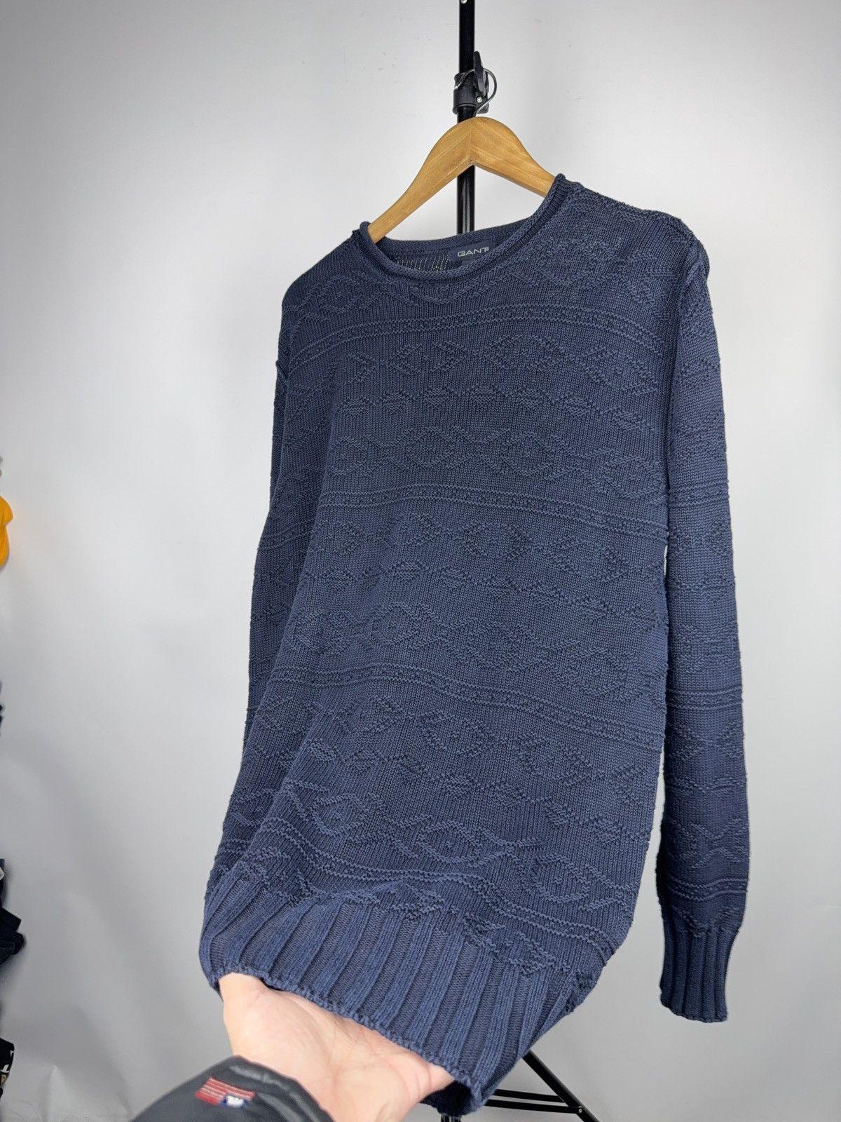 Gant Luxury GANT Textured Knit Crewneck Sweater Navy Cotton Size US M / EU 48-50 / 2 - 6 Thumbnail