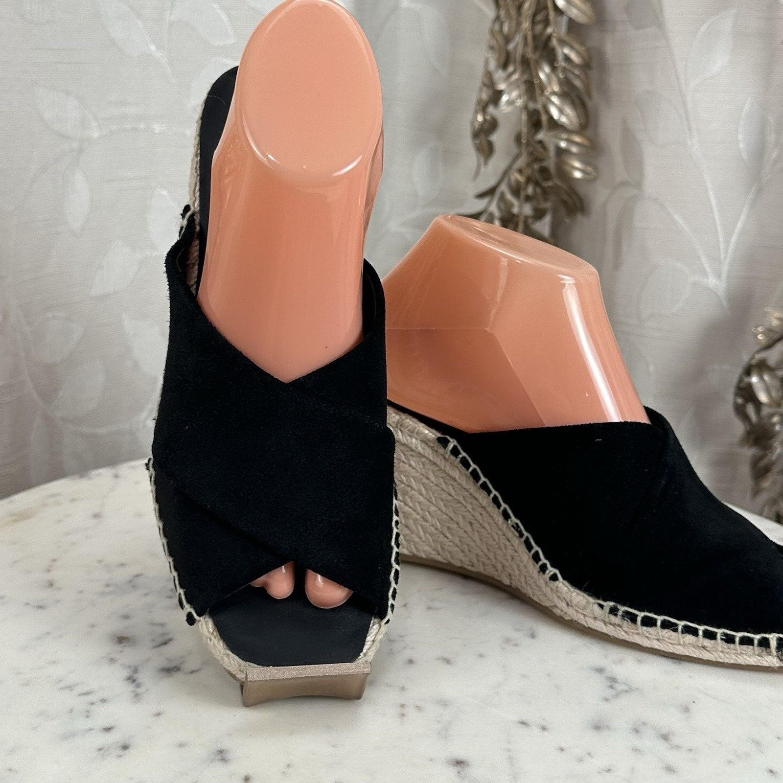 Banana Republic Banana Republic Sandals 8.5 M Wedge Espadrille Black Suede Size US 8.5 / IT 38.5 - 8 Thumbnail