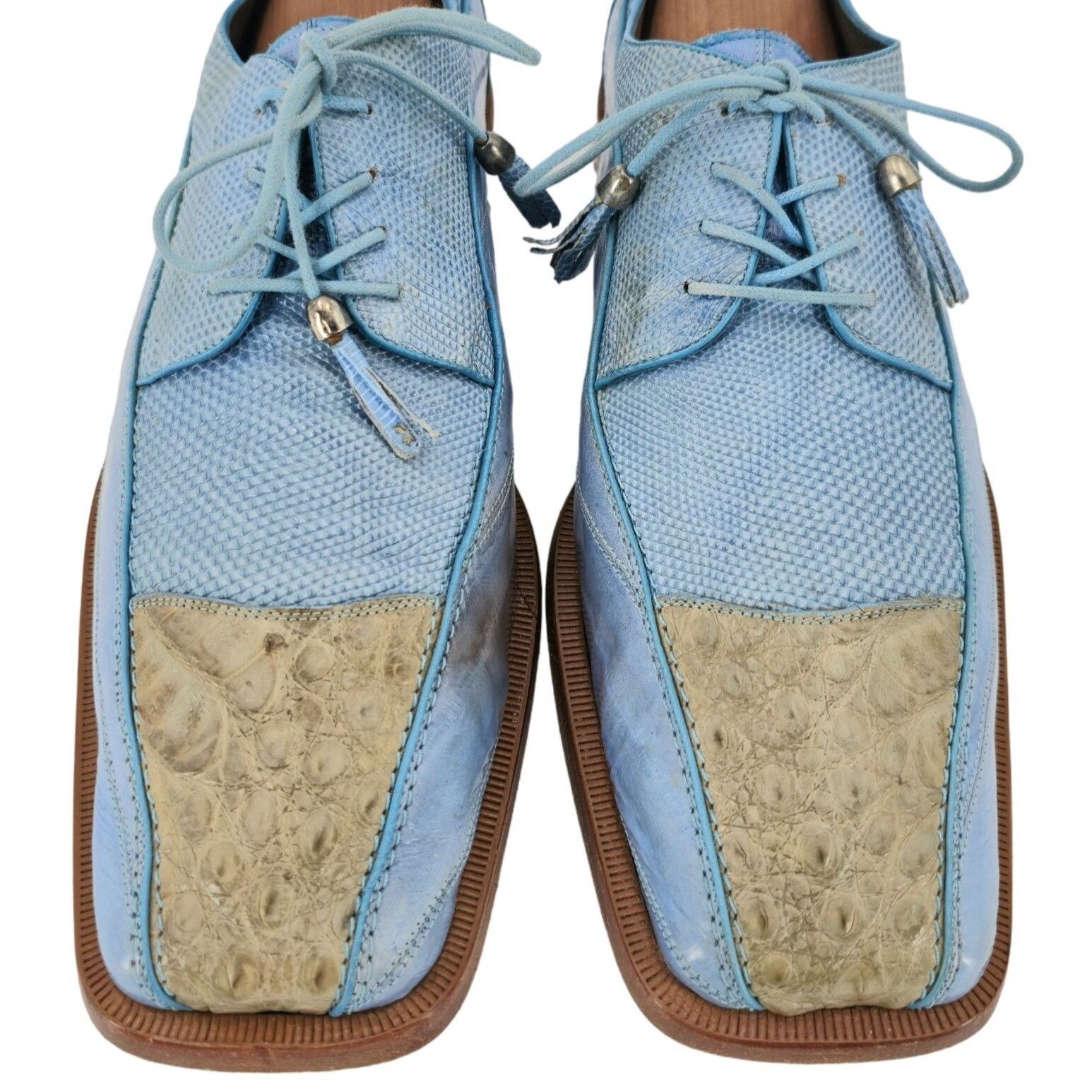 Other Vintage Exotic Romano Eel Crocodile Dress Shoes Baby Blue Cr Size US 9.5 / EU 42-43 - 2 Thumbnail