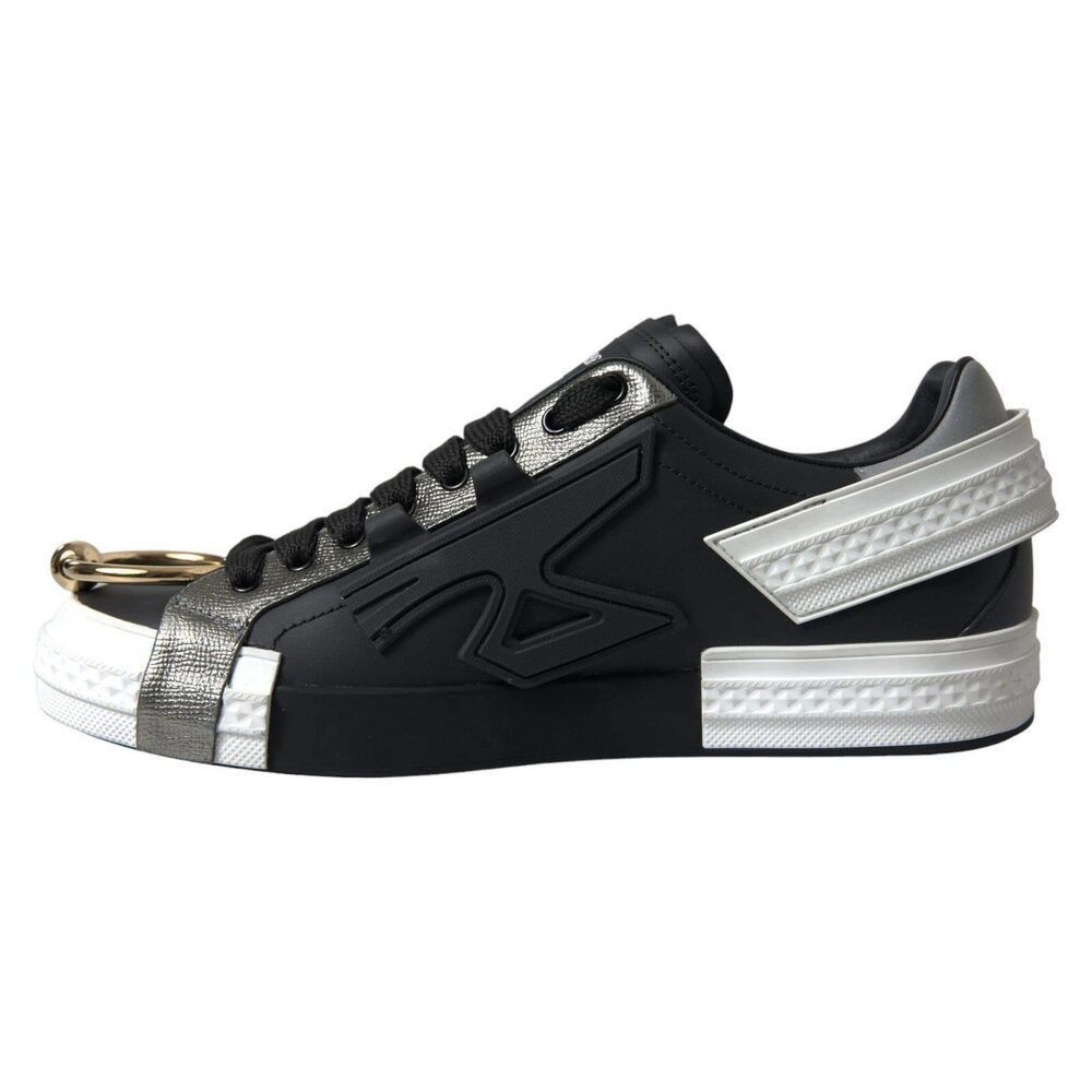 Dolce & Gabbana Dolce & Gabbana Black Leather Low Top Sneakers Portofino Sho Size US 11 / EU 44 - 4 Thumbnail