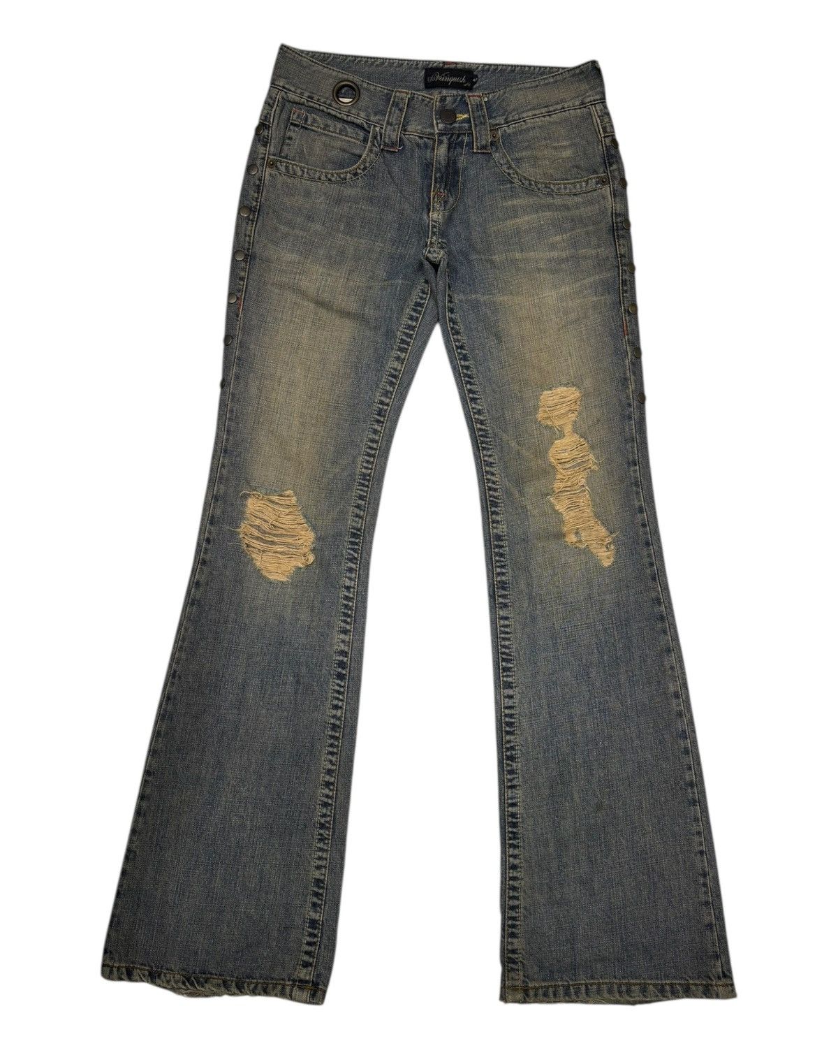 If Six Was Nine VANQUISH DISTRESSED RUSTY MUD WASH FLARE JEANS Size US 30 / EU 46 - 9 Thumbnail