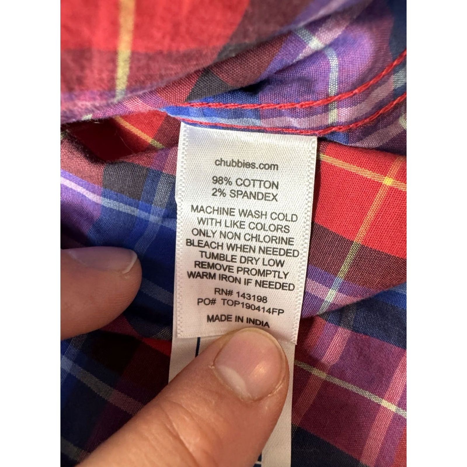 Chubbies Chubbies Plaid Checkered Button Front Flannel Shirt Mens Large Red Blue Size US L / EU 52-54 / 3 - 7 Thumbnail