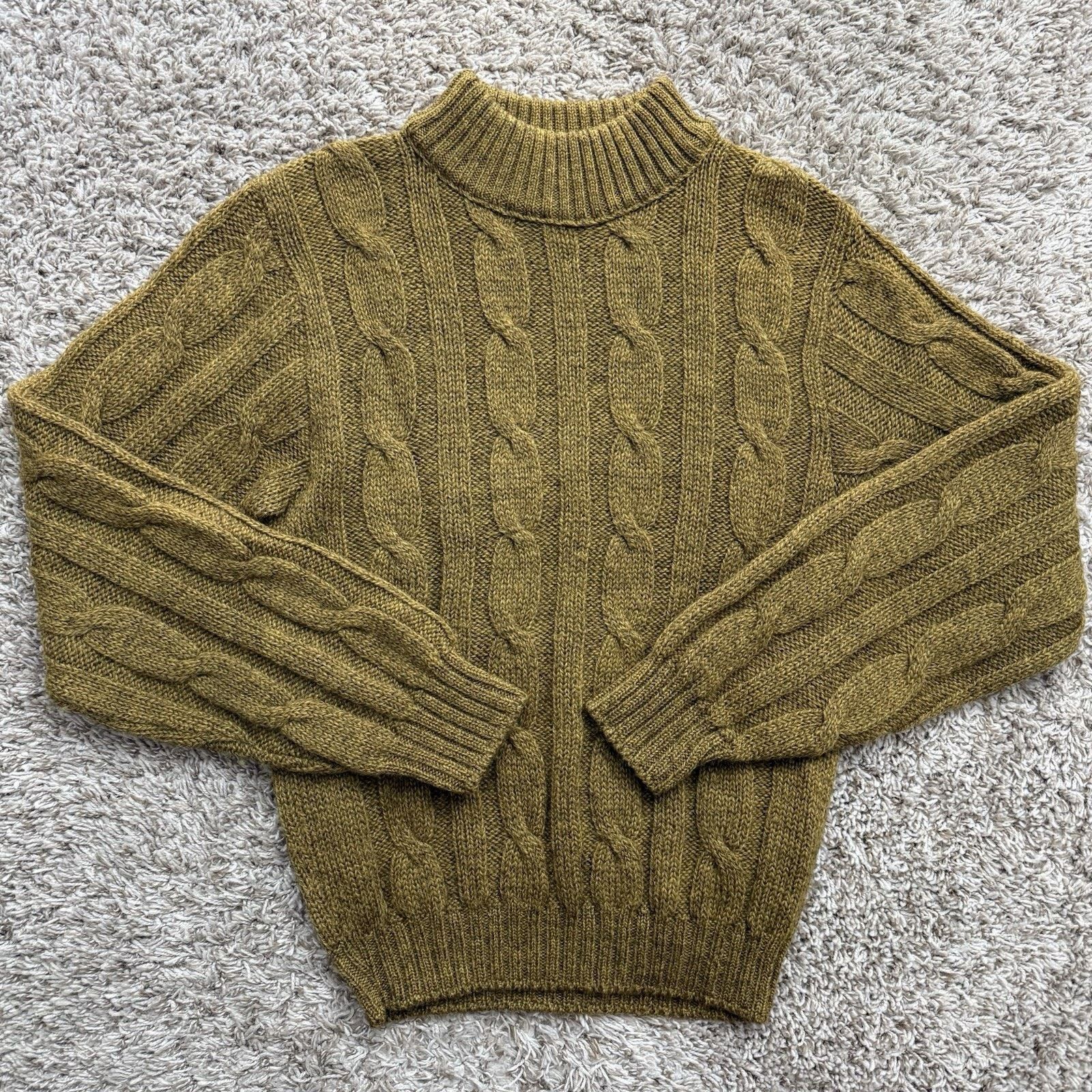 Vintage Vintage Towne And King Cable Knit Wool Sweater Green Brown M Size US M / EU 48-50 / 2 - 1 Thumbnail