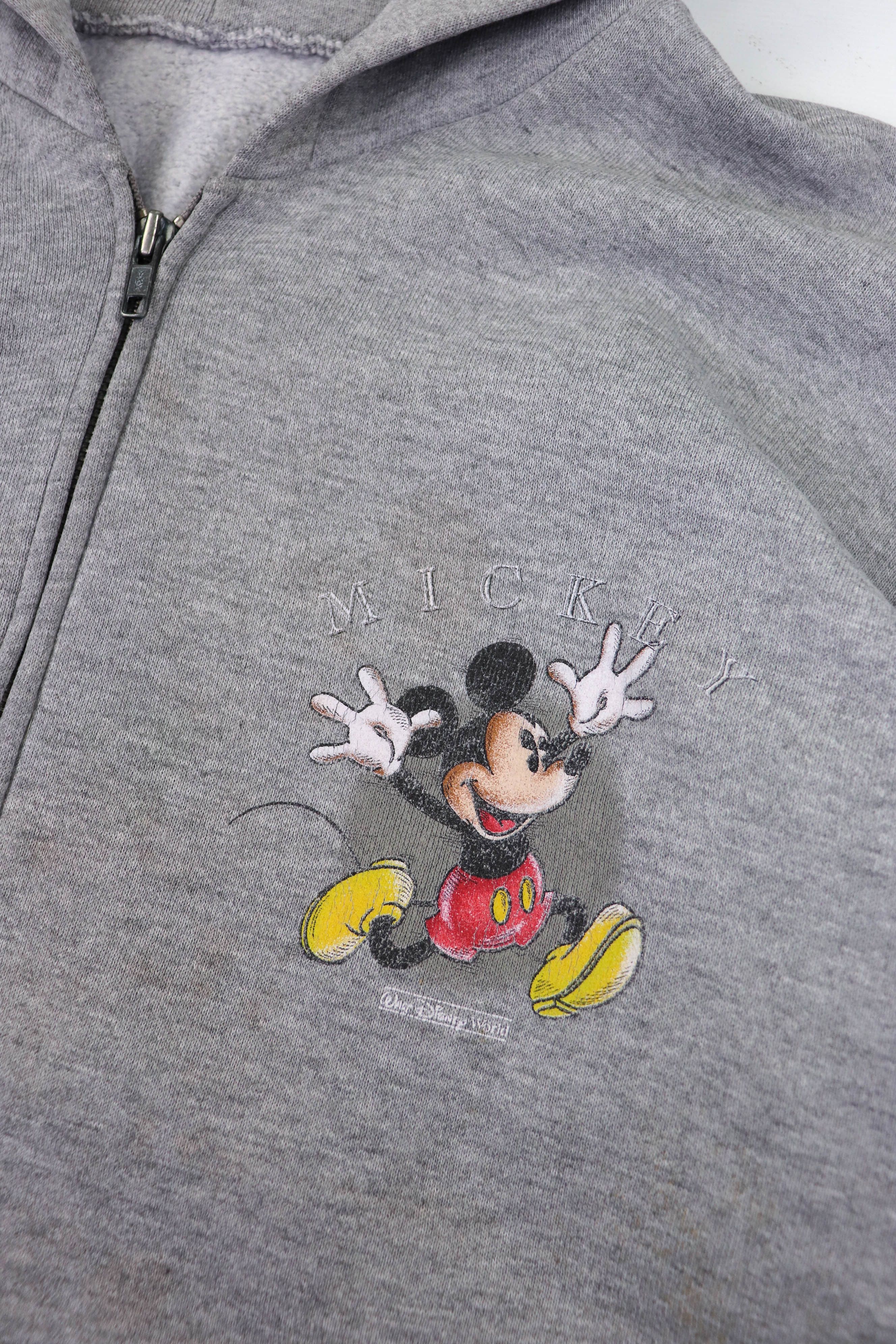 Disney 80-90s Vintage Disney Mickey Mouse Heather Gray Zip Hoodie Size US XL / EU 56 / 4 - 9 Thumbnail
