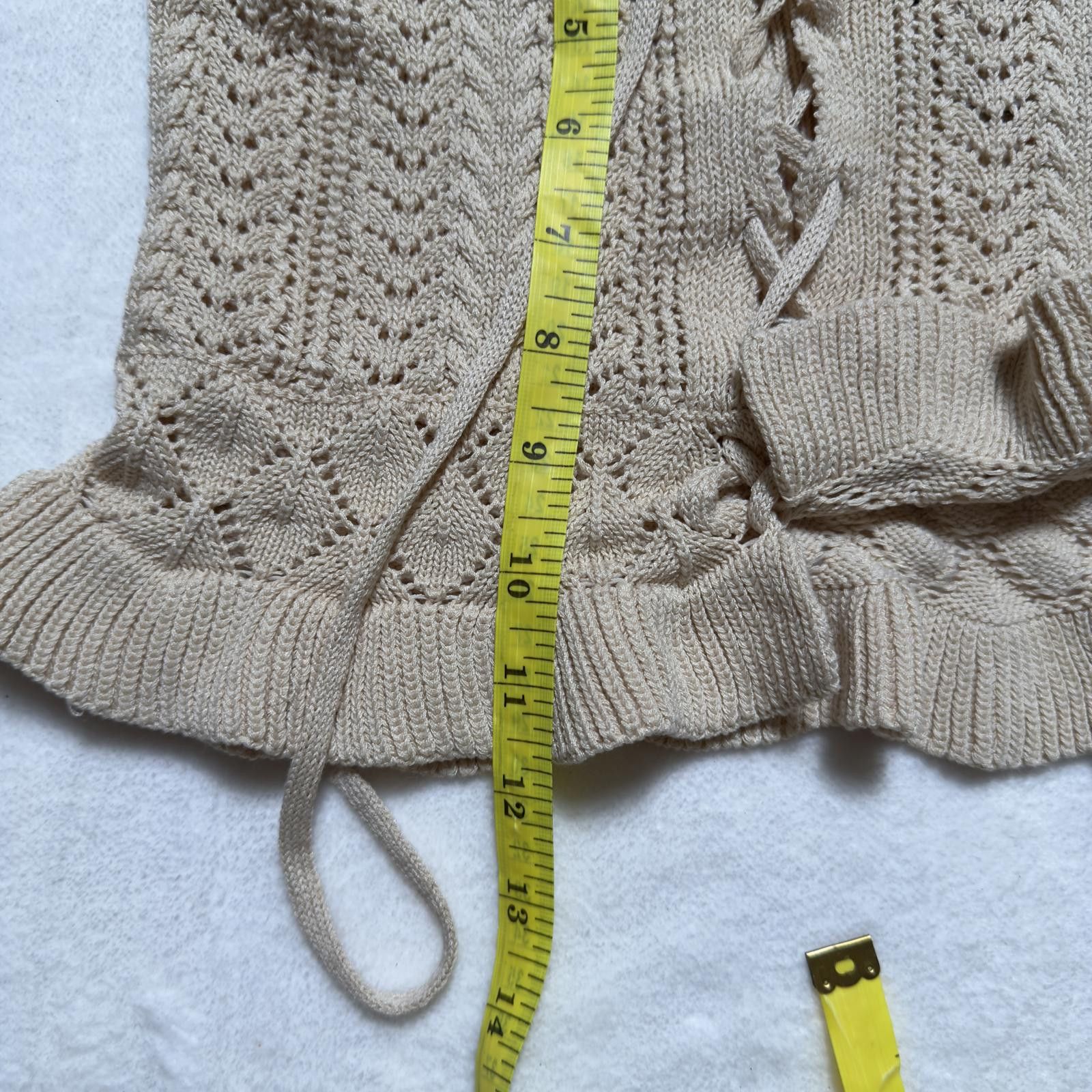 Forever 21 Cream Pointelle Knit Lace Up Corset Top Fairycore Coquette Size M / US 6-8 / IT 42-44 - 4 Thumbnail