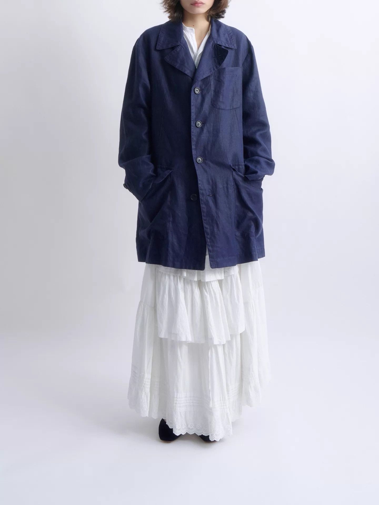Other GFERRE 90s STUDIO Line Indigo Linen Workwear Jacket Size L / US 10 / IT 46 - 2 Thumbnail