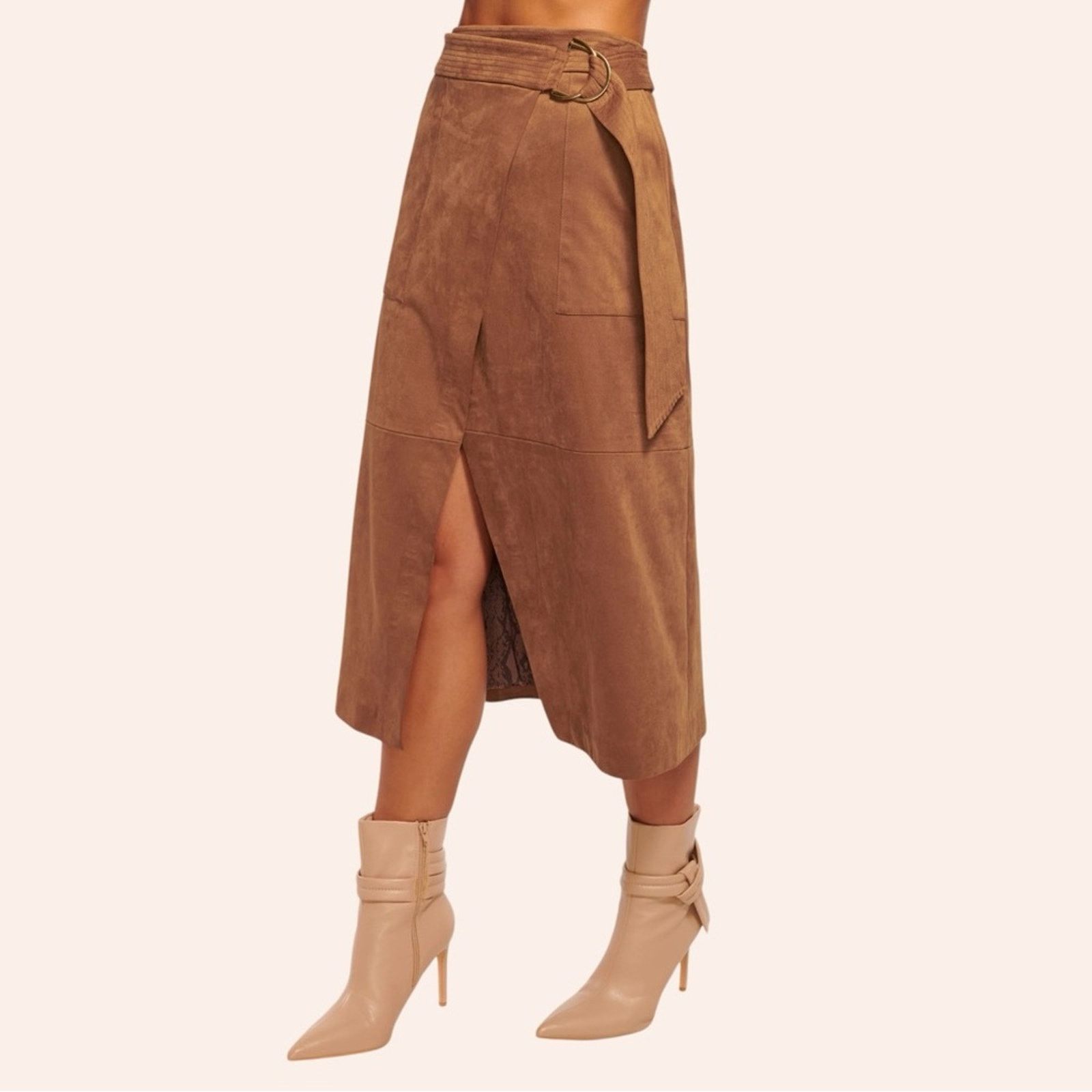 Ramy Brook NWT Ramy Brook Faux Suede Delphia Midi Skirt Size 2 Brown Size 26" / US 2 / IT 38 - 2 Thumbnail