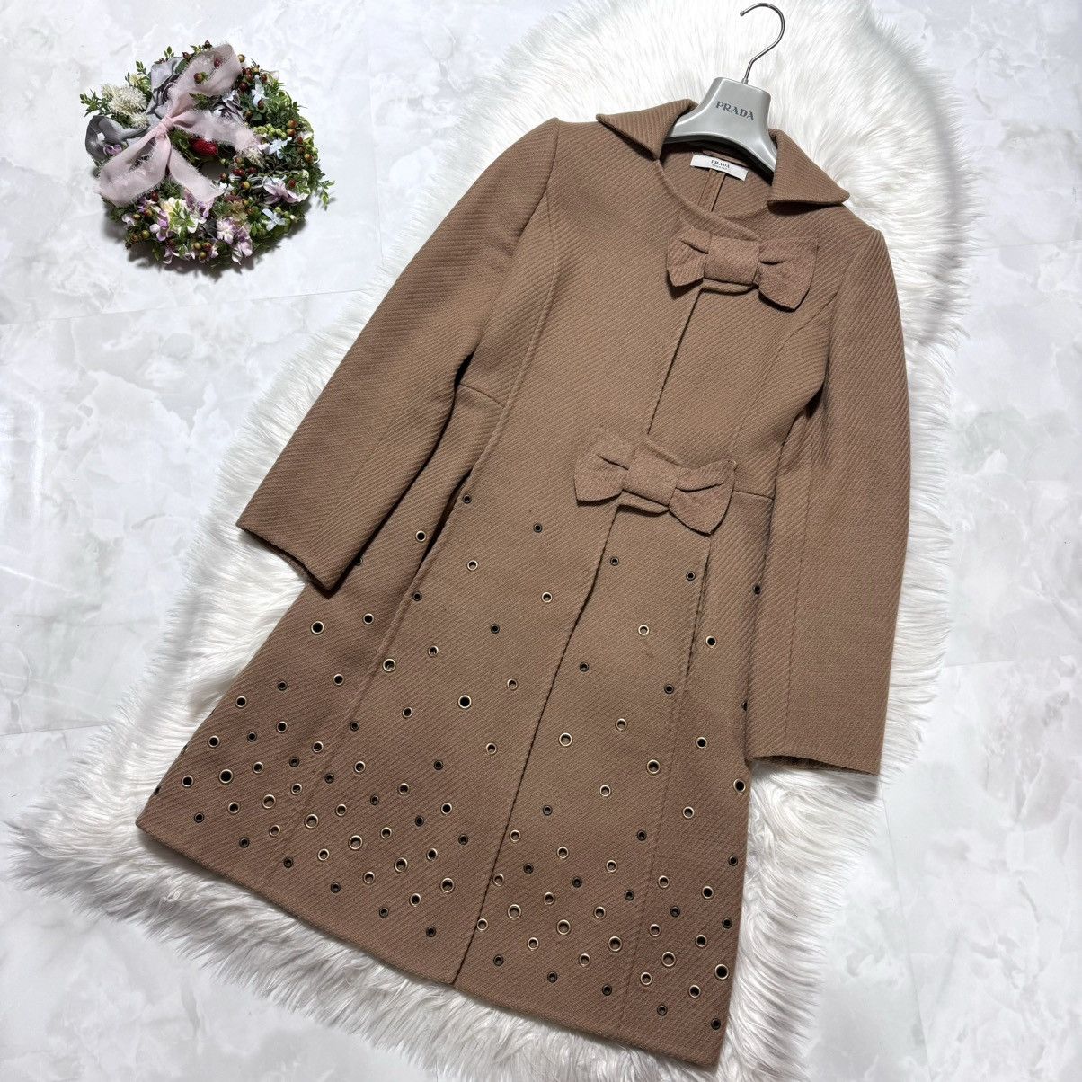 Prada e Prada Runway Coat with Eyelet Studs and Ribbon, Size 38 Size XS / US 0-2 / IT 36-38 - 6 Thumbnail