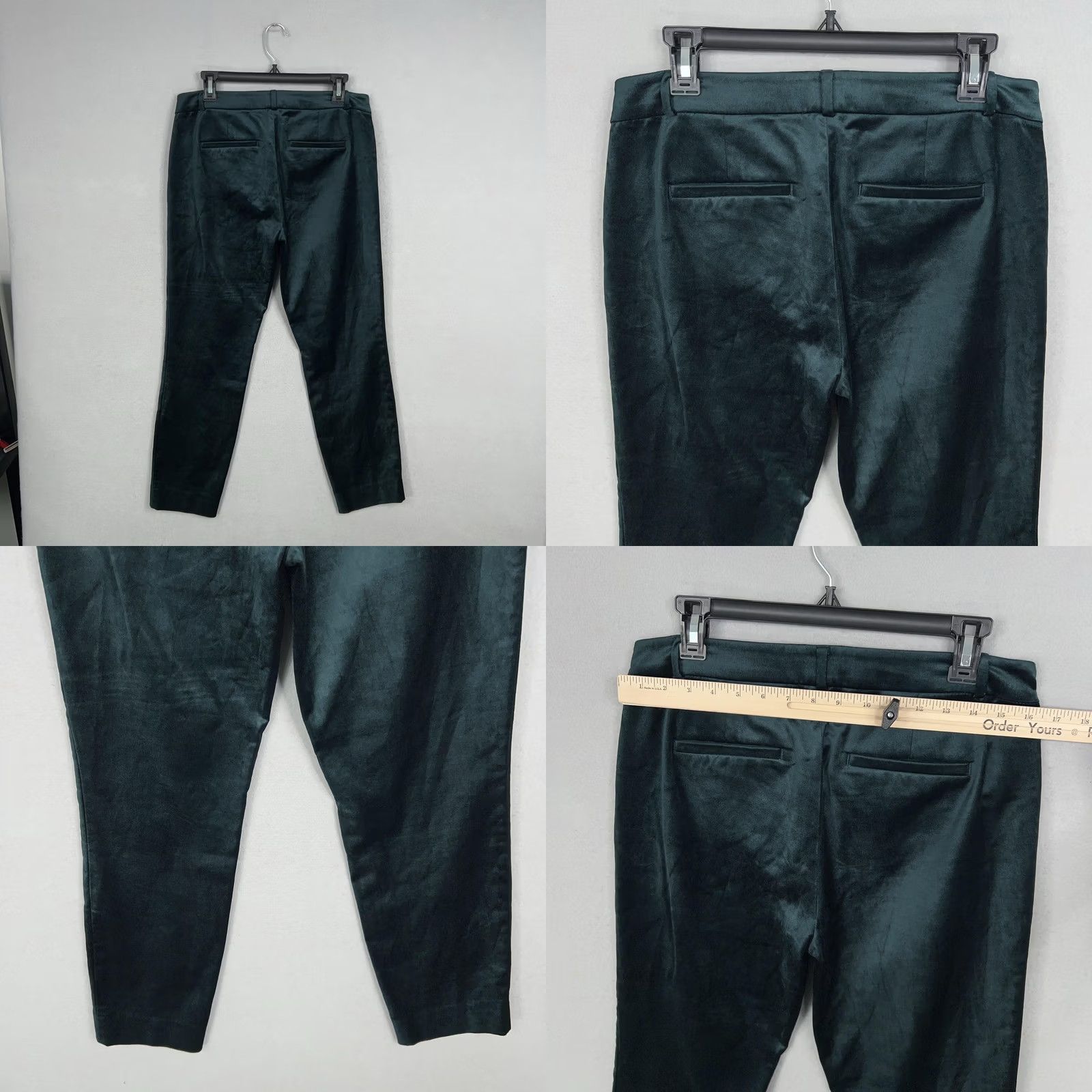 Banana Republic Banana Republic Pants Womens 6 Green Sloan Velvet Slim Stretch Trouser Holiday Size 28" / US 6 / IT 42 - 8 Thumbnail