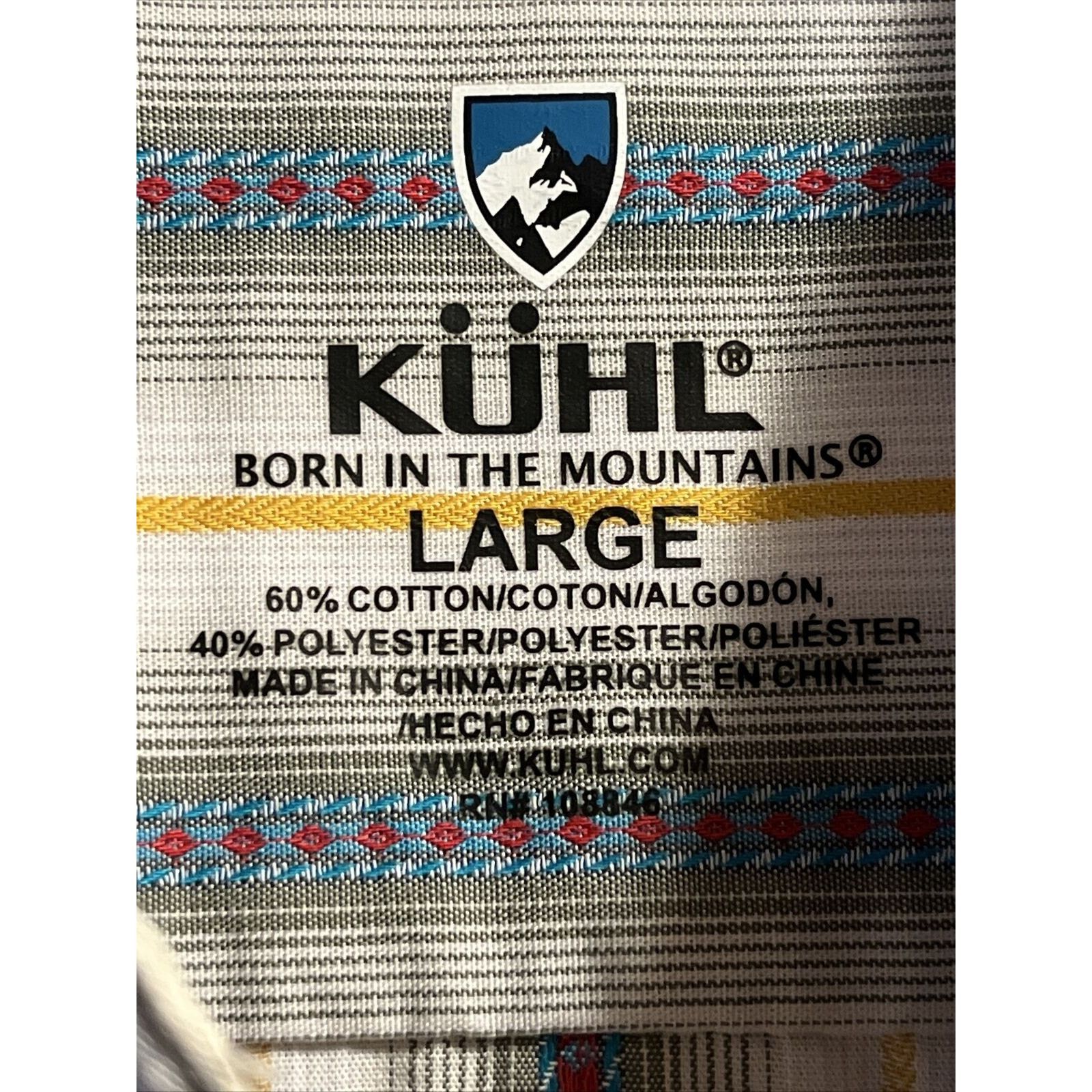 Kuhl Kühl Men’s Large Beige Blue Yellow Cotton Blend Kuhl Shirt Size US L / EU 52-54 / 3 - 3 Thumbnail