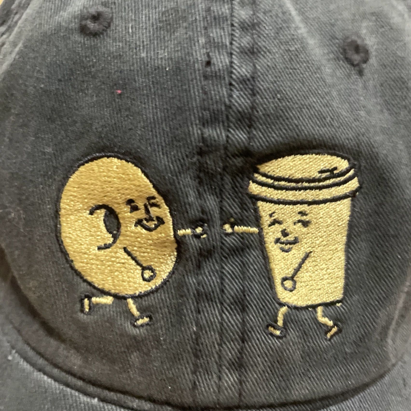 Vintage Sidecar Donuts and Coffee Hat Baseball Cap Black Gold Adjustable LA Streetwear Mens One Size Canvas Cotton Size ONE SIZE - 6 Thumbnail