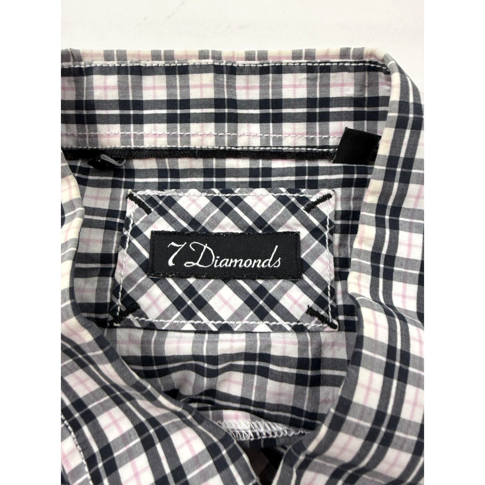 Vintage 7 Diamonds Shirt Mens 2XL Black Plaid Short Sleeve Button-Up Snap Pockets Size US XXL / EU 58 / 5 - 4 Thumbnail