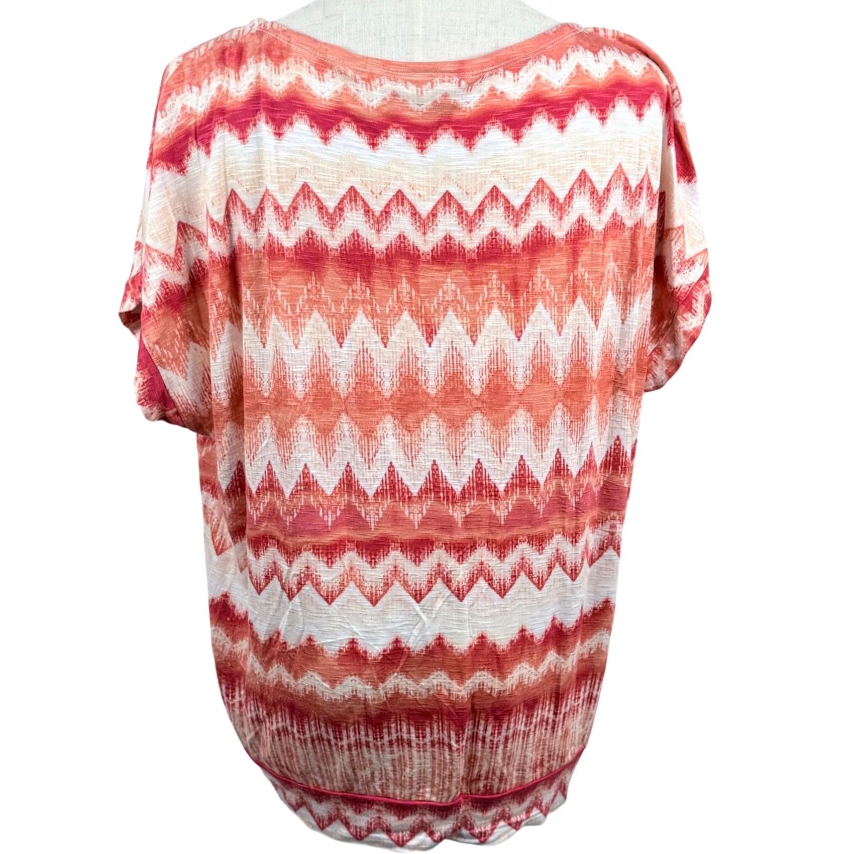 Vintage Chico'S 2 L Womens Chevron Ikat Top - Boho Casual Wear Size L / US 10 / IT 46 - 3 Thumbnail