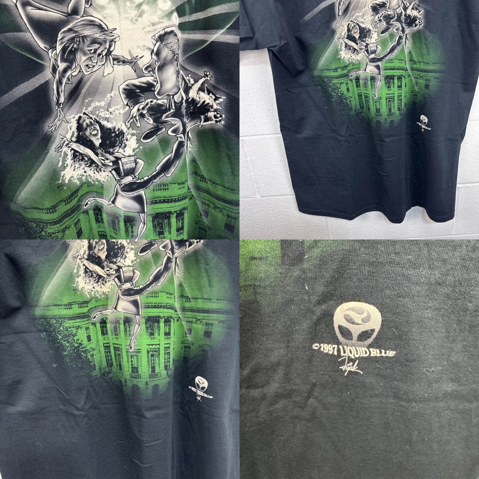 Liquid Blue VINTAGE Liquid Blue Alien New Order T-shirt Mens XL Black Cotton Graphic Print Short Sleeve Bill Clinton Hilary Clinton 90s Size US XL / EU 56 / 4 - 10 Thumbnail