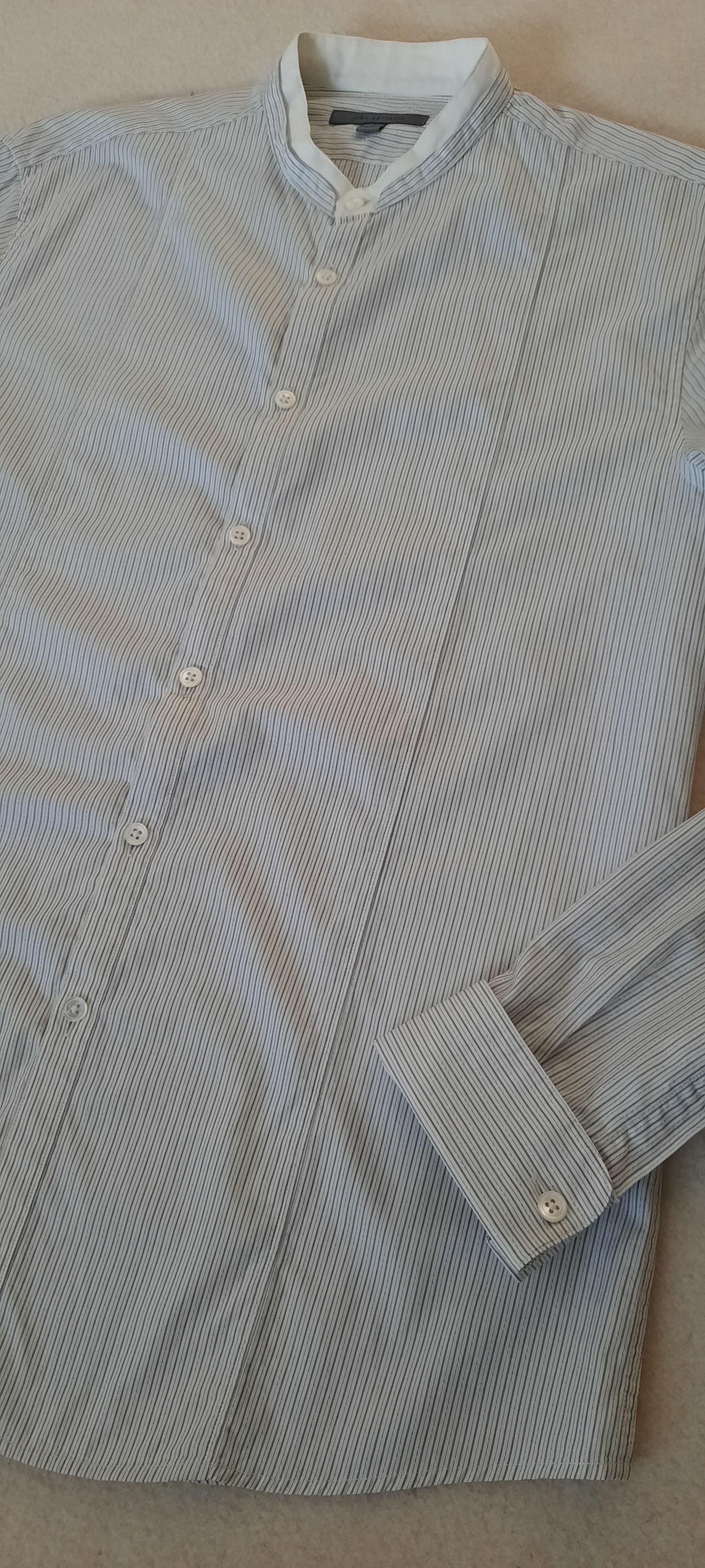 John Varvatos JOHN VARVATOS Men's Long-Sleeved Shirt, White Gray Striped M Size US M / EU 48-50 / 2 - 6 Thumbnail