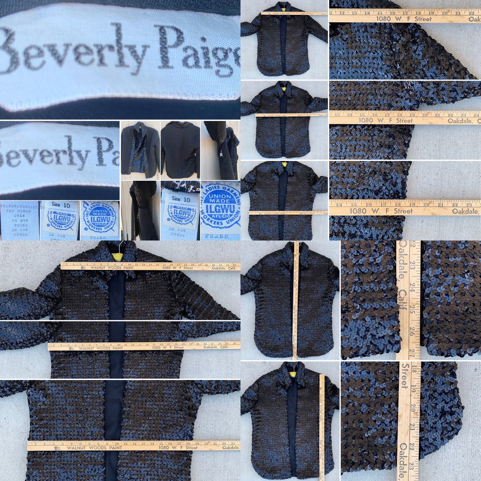 Paige VINTAGE Unionmade Beverly Paige sequin jacket open front shirt style 1960s Mod GoGo Black XS? No, Size 10 Mens Girls Womens Size L / US 10 / IT 46 - 8 Thumbnail