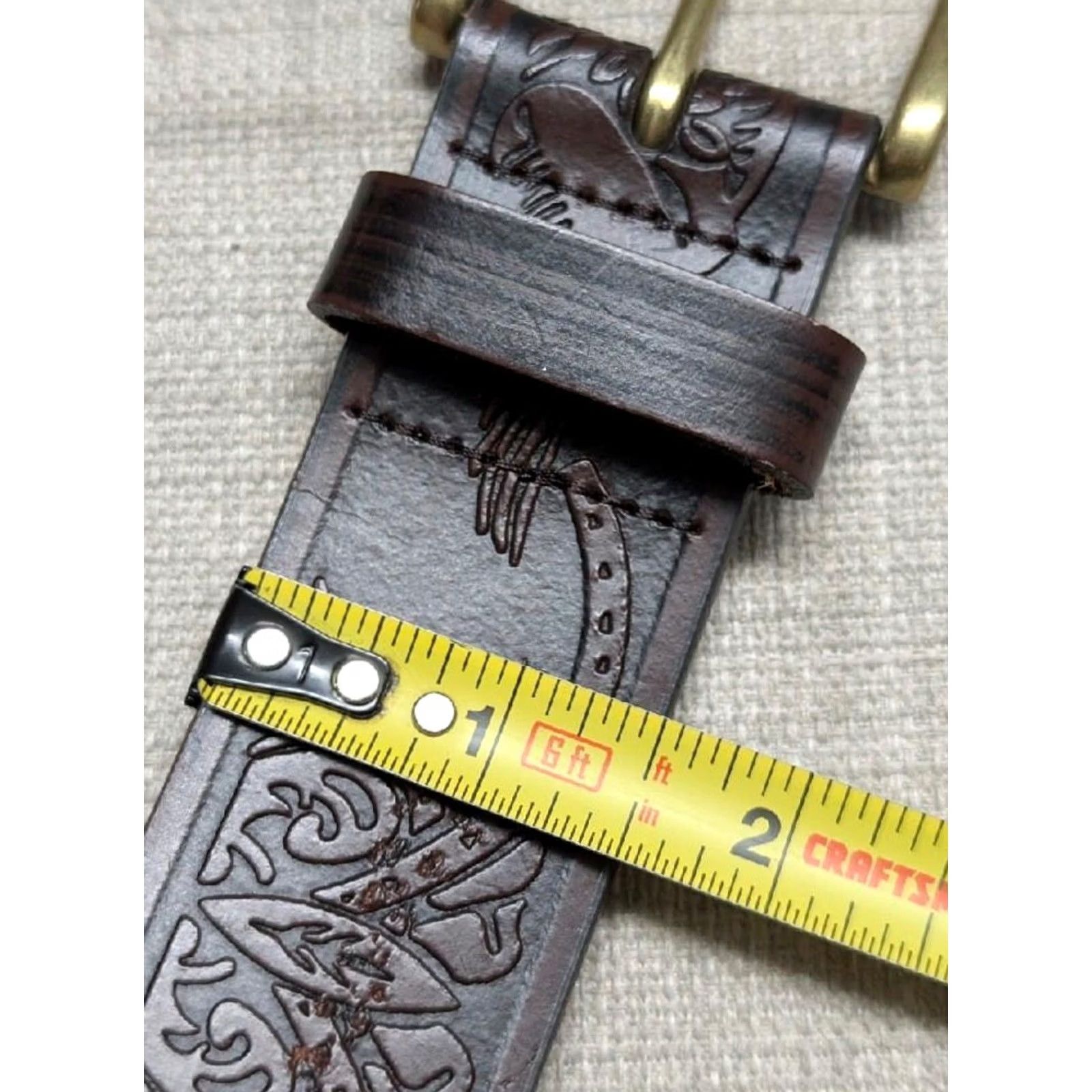 Wrangler VINTAGE TOOLED leather belt EAGLE rodeo 40 brown WESTERN cowboy WRANGLER Size 40 - 6 Thumbnail
