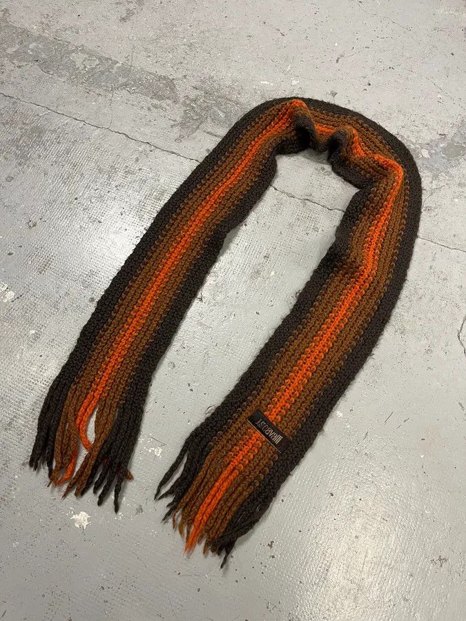 Just Cavalli 2000s Cavalli Orange & Brown Gradient Wool Scarf Size ONE SIZE - 3 Thumbnail