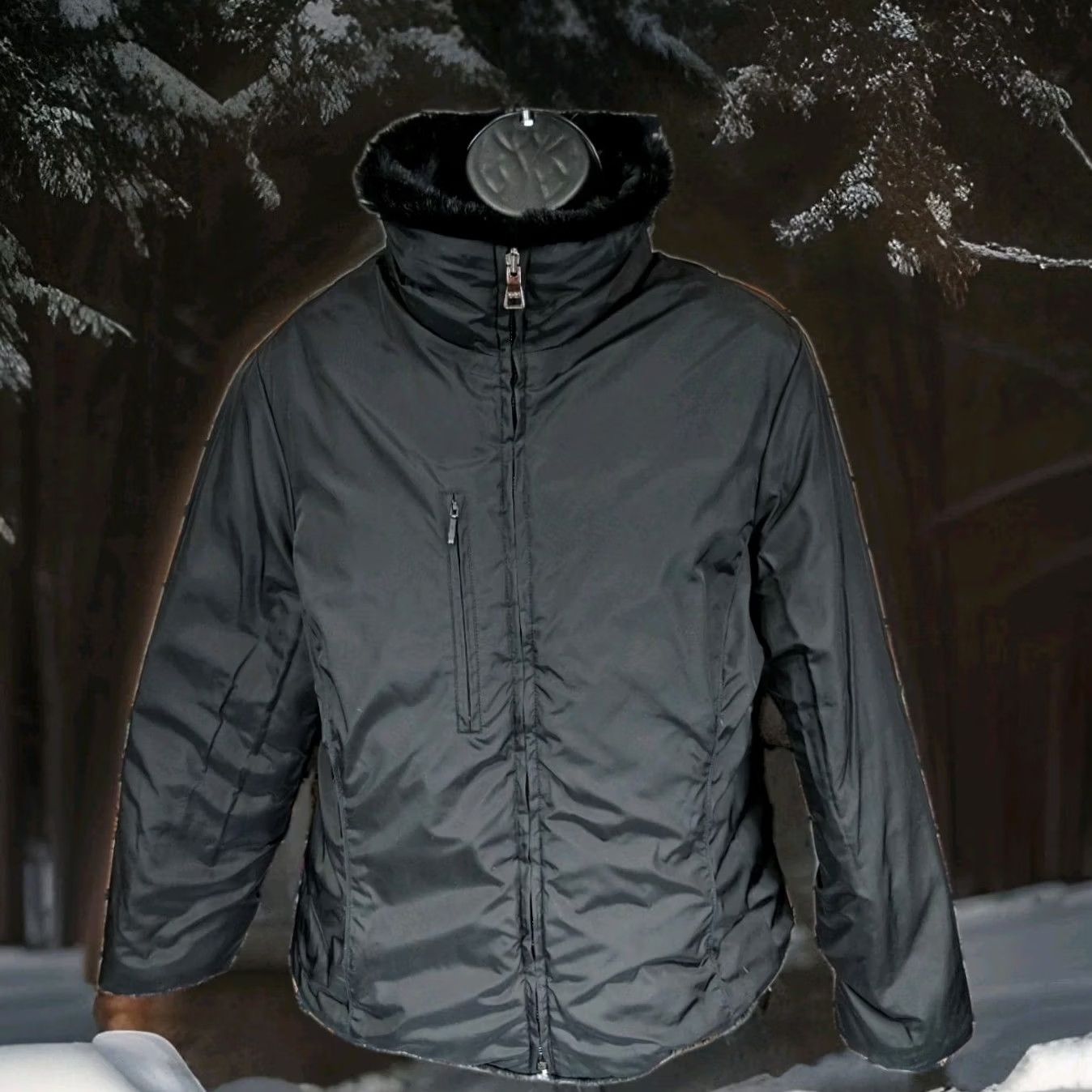 Andrew Marc Andrew Marc Reversible Down Puffer Jacket Womens Large Black Quilted Rabbit Fur Size L / US 10 / IT 46 - 4 Thumbnail