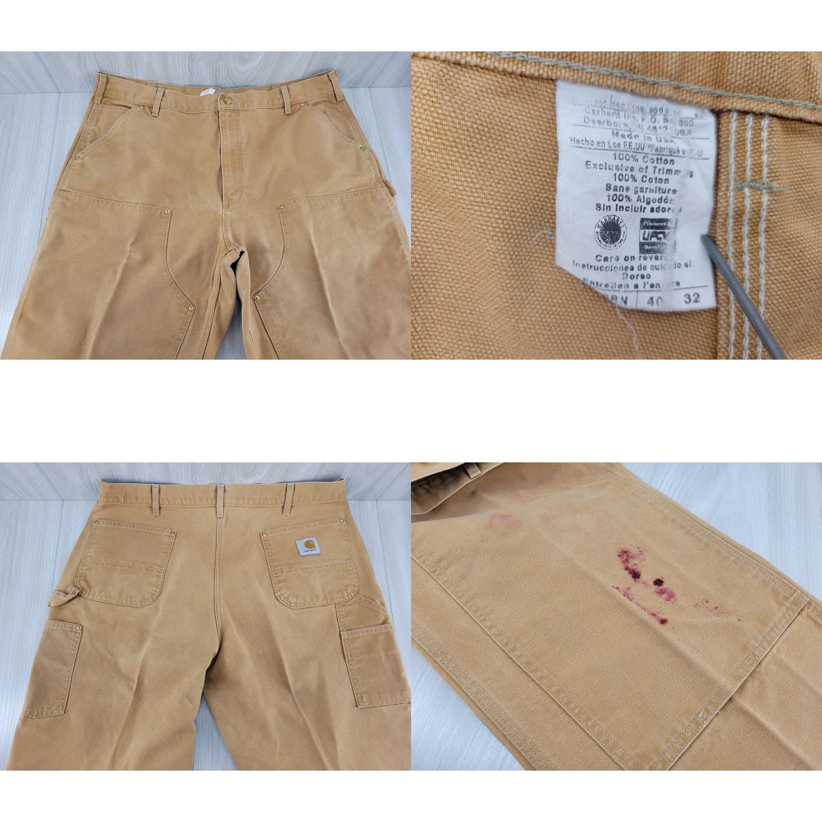 Carhartt VTG Carhartt DBL Knee Pants size 40x32 USA Washed Duck Canvas Workwear Carpenter Regular 100% Cotton Brown Mens Pants Size US 40 / EU 56 - 8 Thumbnail